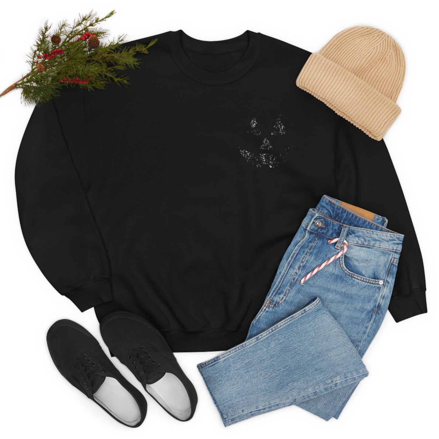 Spooky Halloween Jack-o'-Lantern Crewneck Sweater | Pumpkin Crewneck Sweatshirt