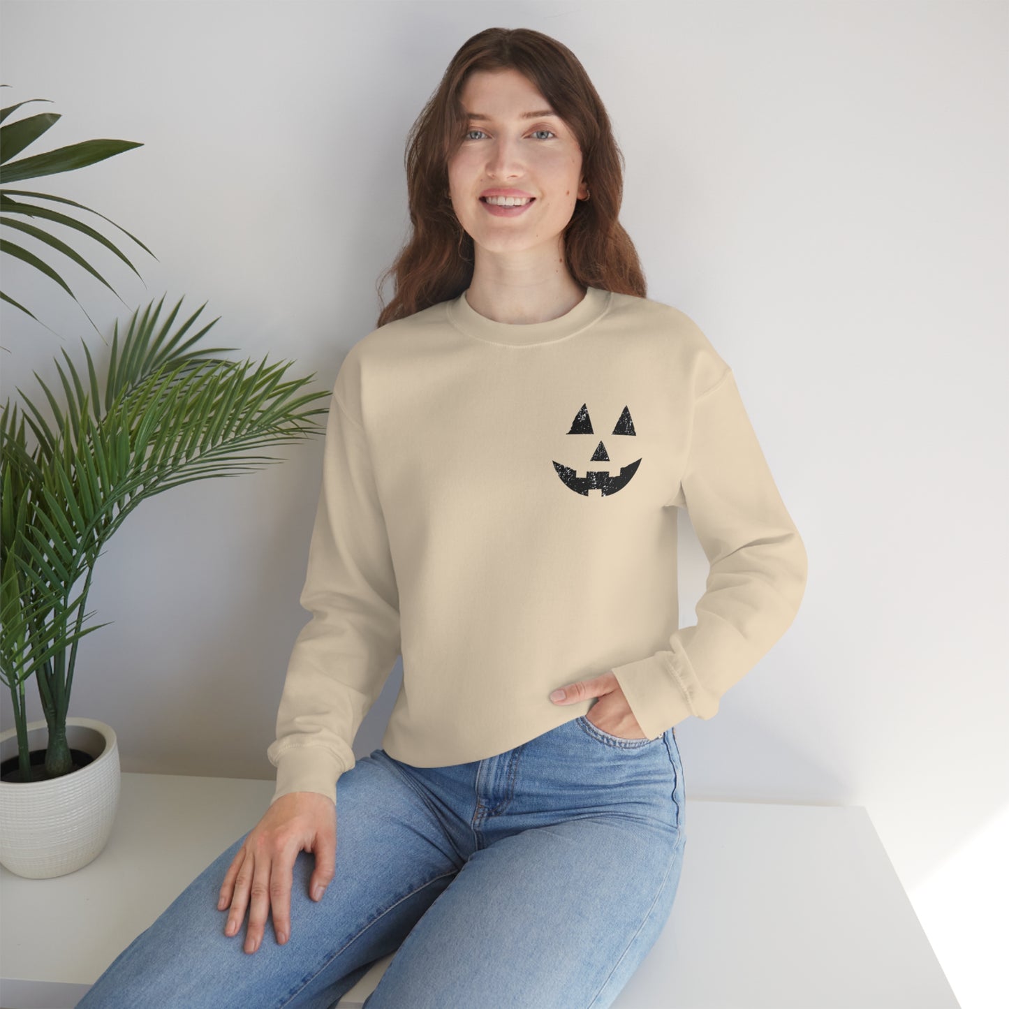 Spooky Halloween Jack-o'-Lantern Crewneck Sweater | Pumpkin Crewneck Sweatshirt