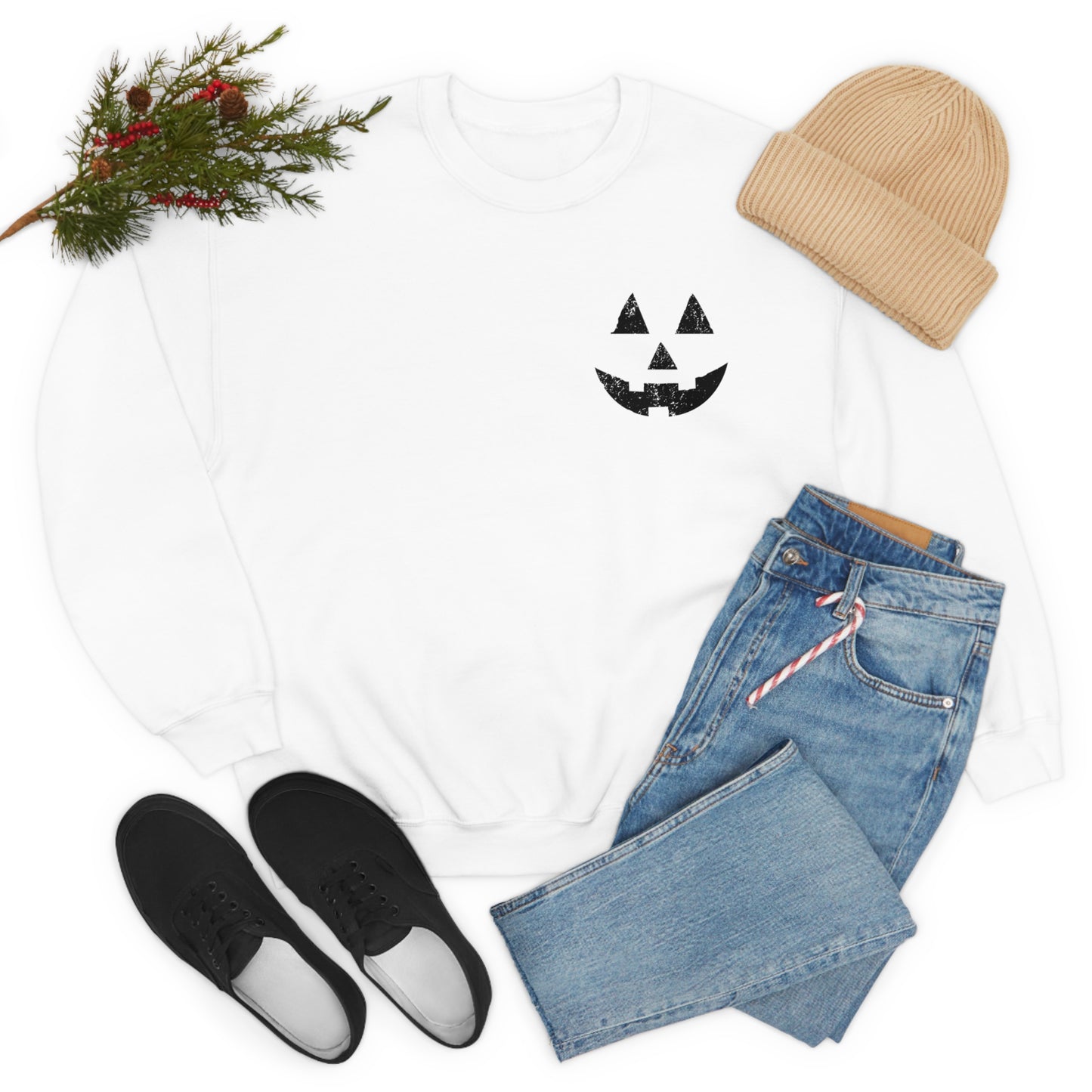 Spooky Halloween Jack-o'-Lantern Crewneck Sweater | Pumpkin Crewneck Sweatshirt