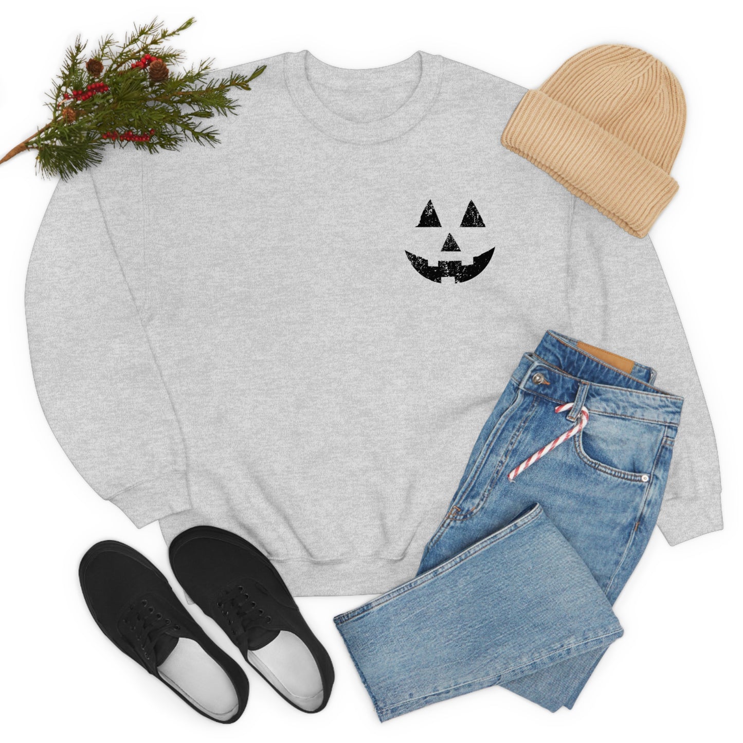 Spooky Halloween Jack-o'-Lantern Crewneck Sweater | Pumpkin Crewneck Sweatshirt