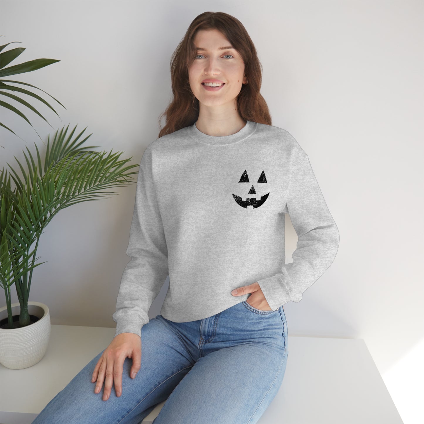Spooky Halloween Jack-o'-Lantern Crewneck Sweater | Pumpkin Crewneck Sweatshirt