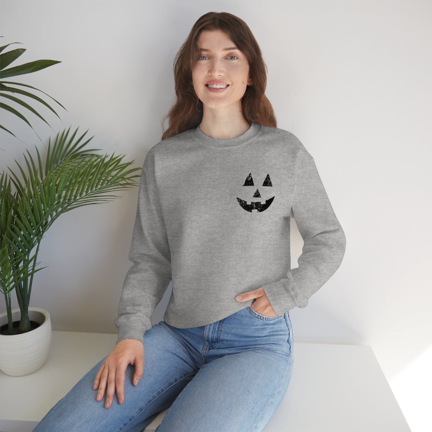 Spooky Halloween Jack-o'-Lantern Crewneck Sweater | Pumpkin Crewneck Sweatshirt