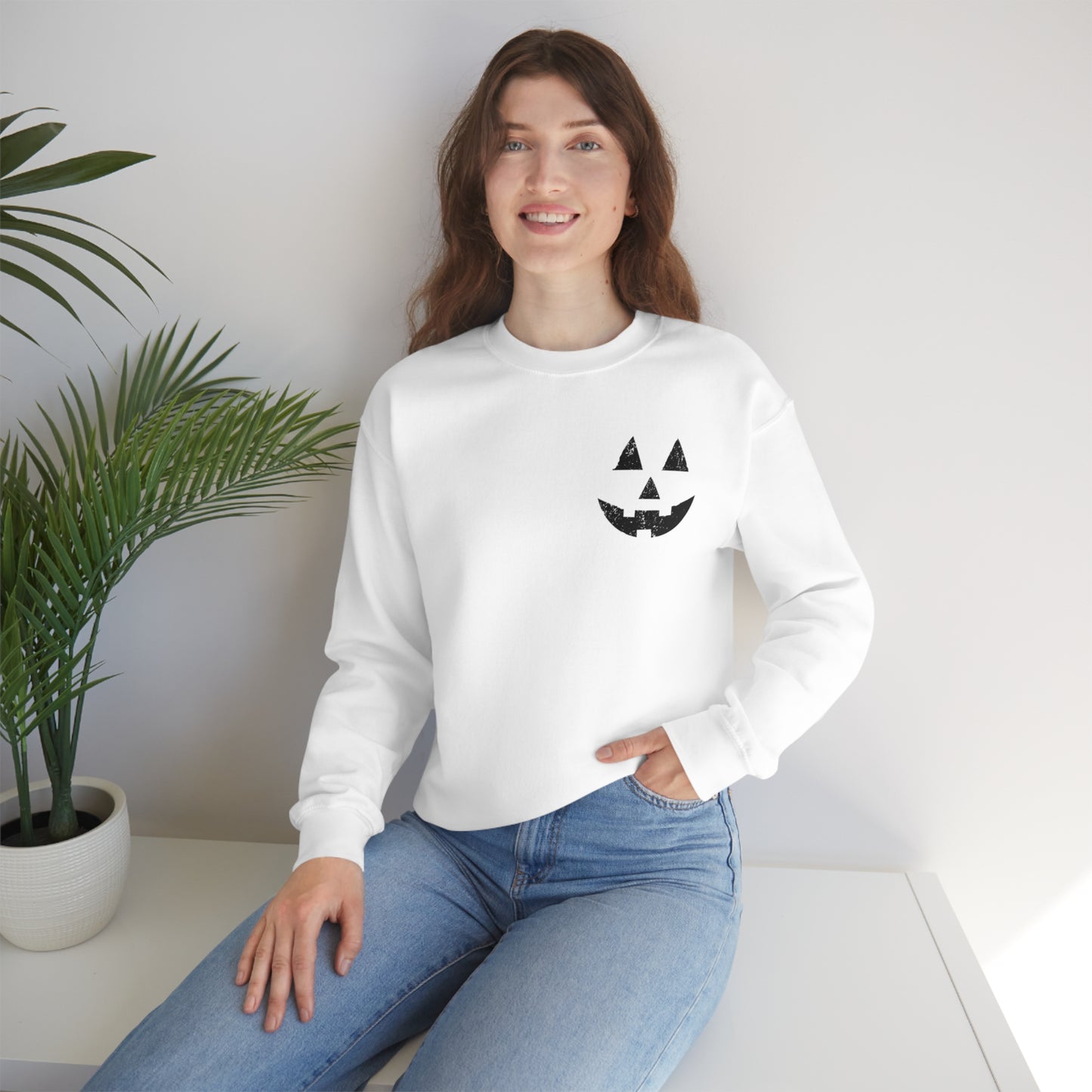 Spooky Halloween Jack-o'-Lantern Crewneck Sweater | Pumpkin Crewneck Sweatshirt