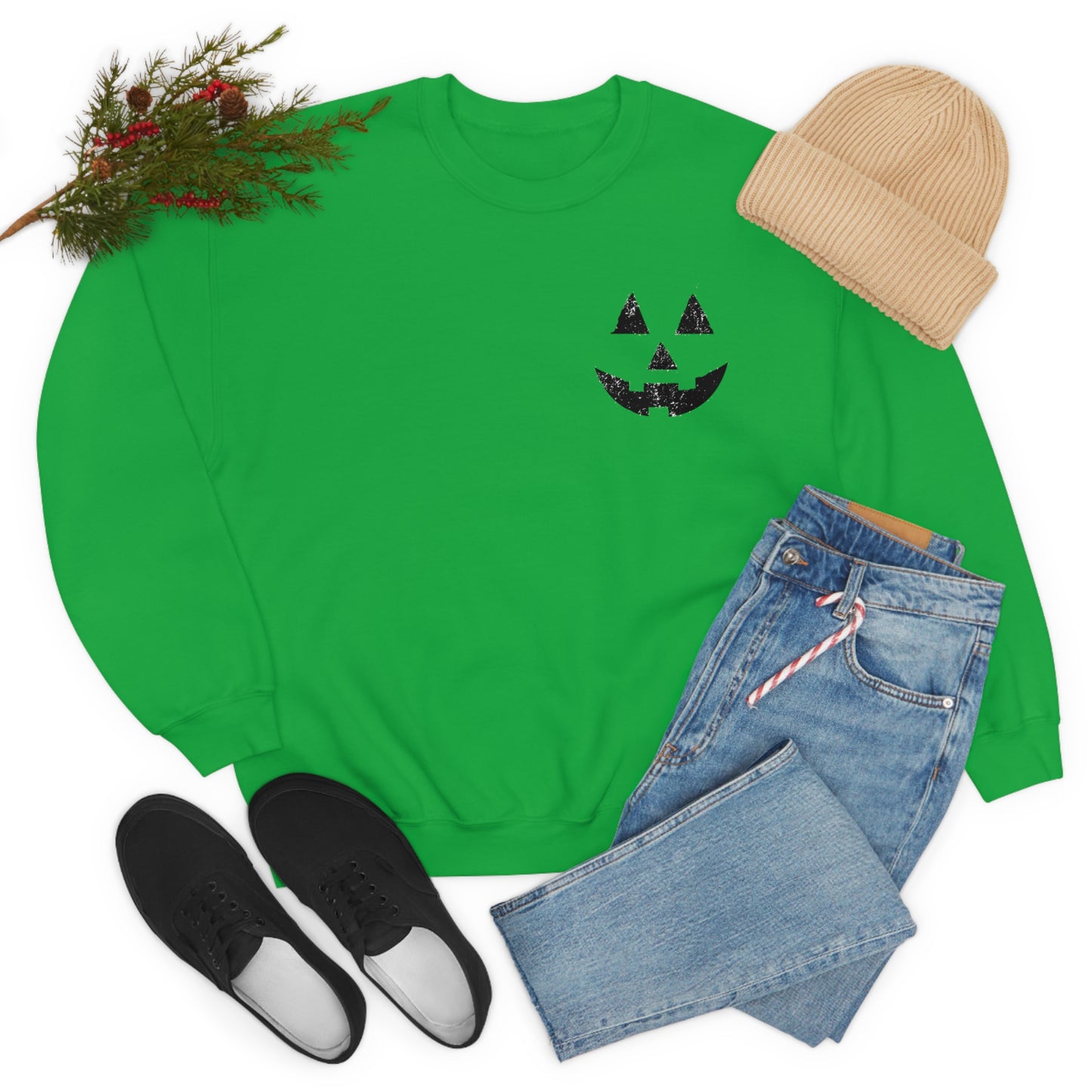 Spooky Halloween Jack-o'-Lantern Crewneck Sweater | Pumpkin Crewneck Sweatshirt