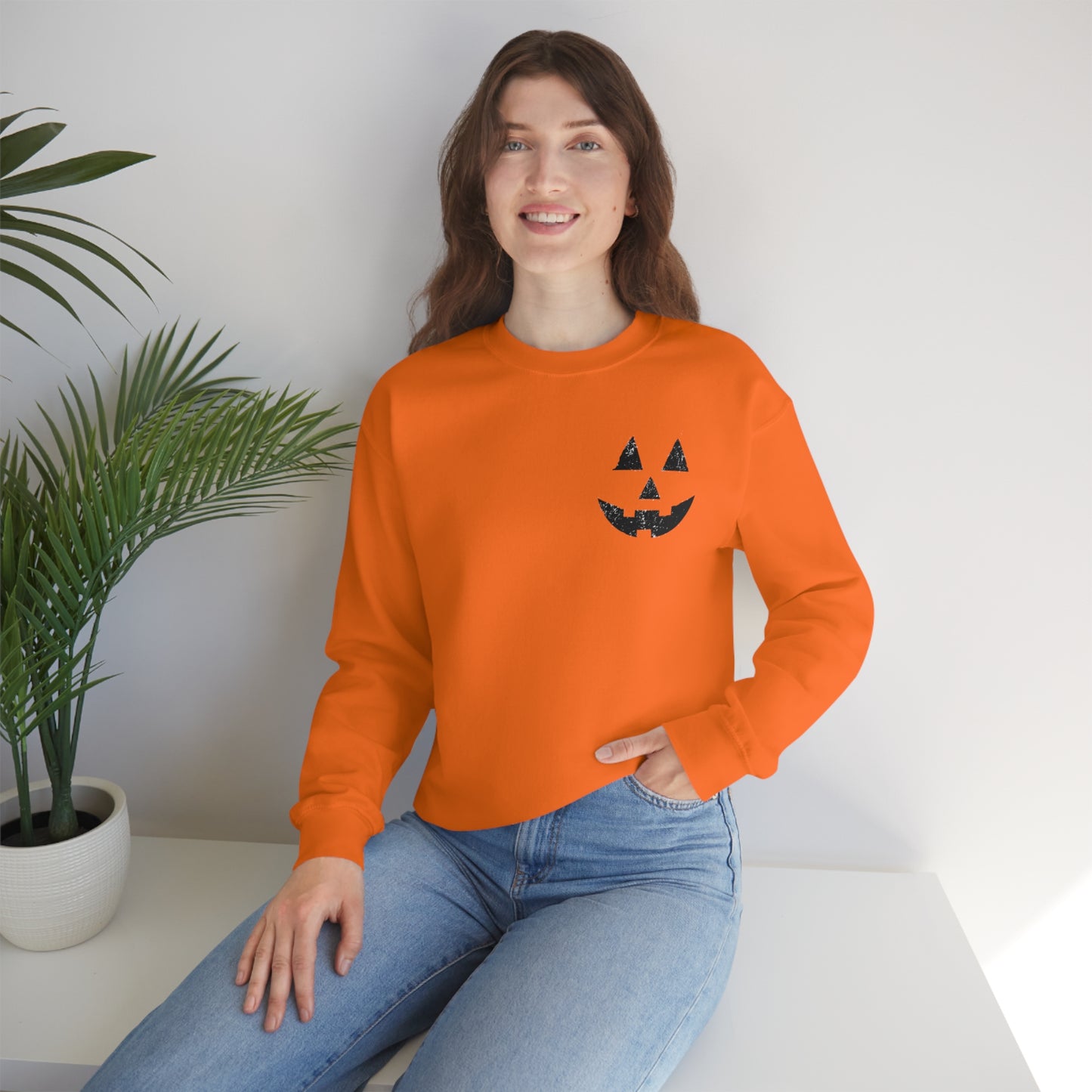 Spooky Halloween Jack-o'-Lantern Crewneck Sweater | Pumpkin Crewneck Sweatshirt