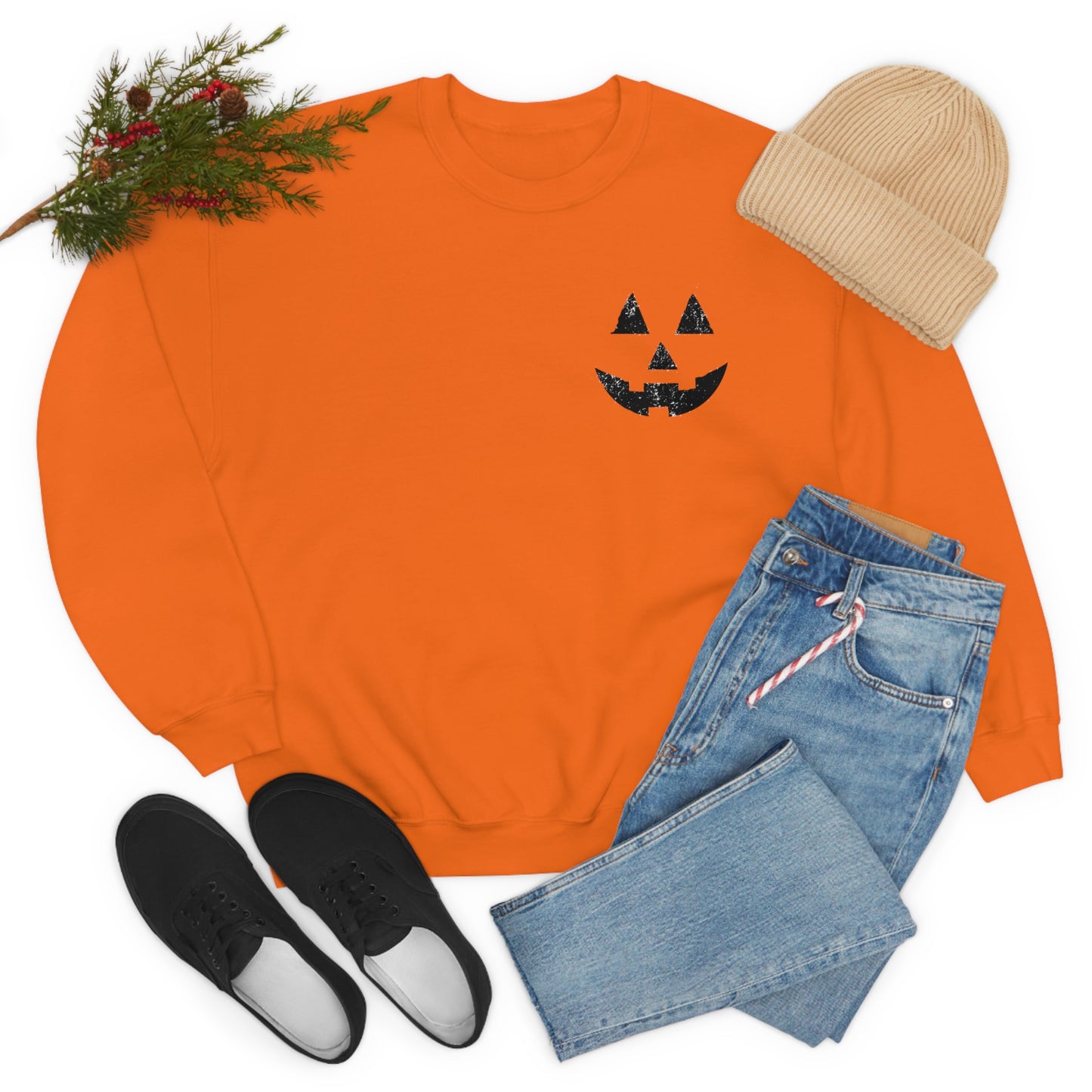 Spooky Halloween Jack-o'-Lantern Crewneck Sweater | Pumpkin Crewneck Sweatshirt