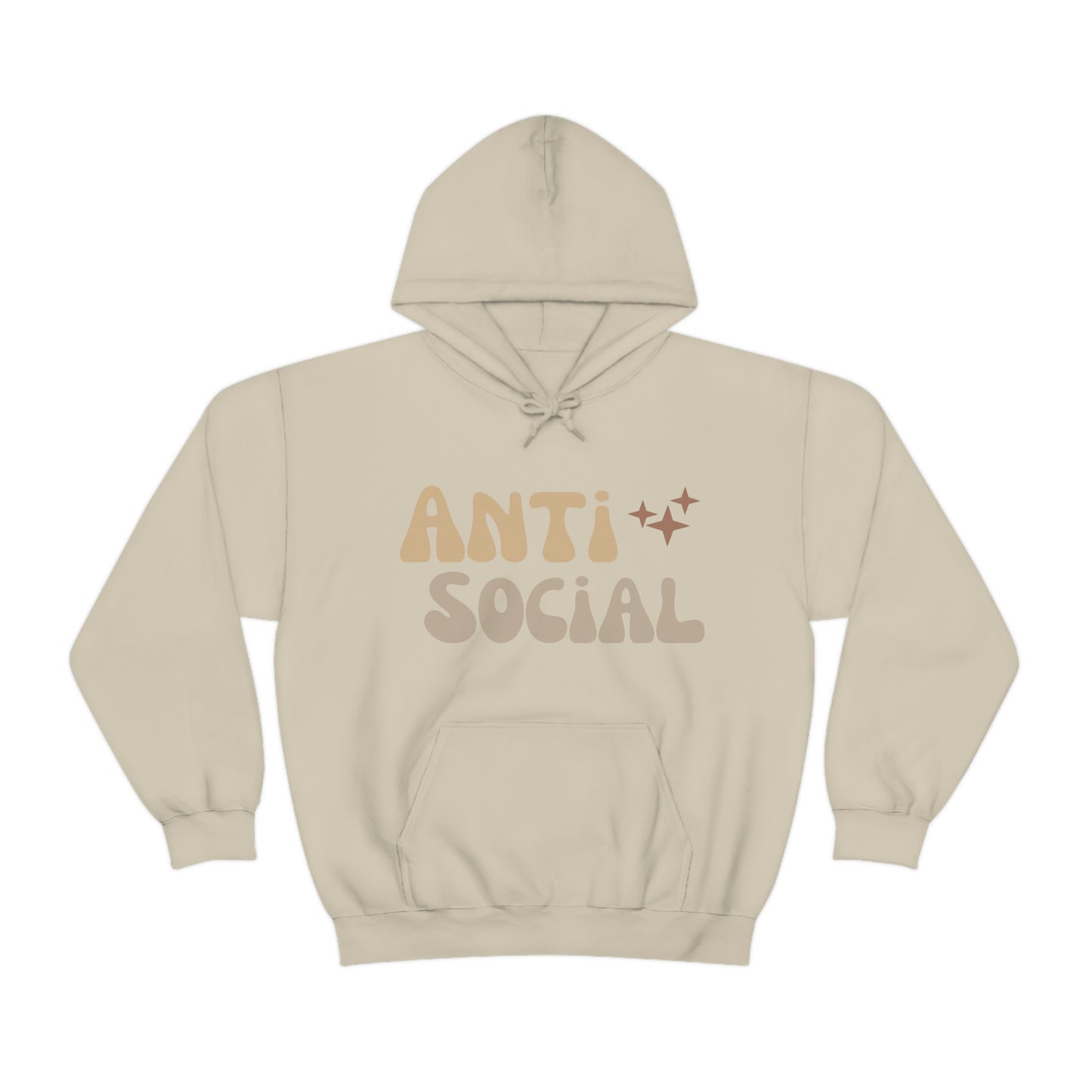 Antisocial Unisex Heavy Blend Hooded Sweatshirt Nude Beige Retro letter