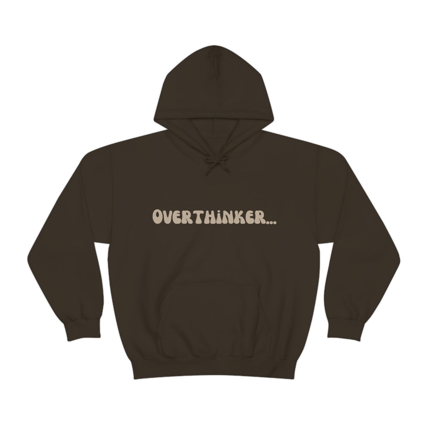 Overthinker Unisex Heavy Blend Hooded Sweatshirt Nude Beige Retro letter