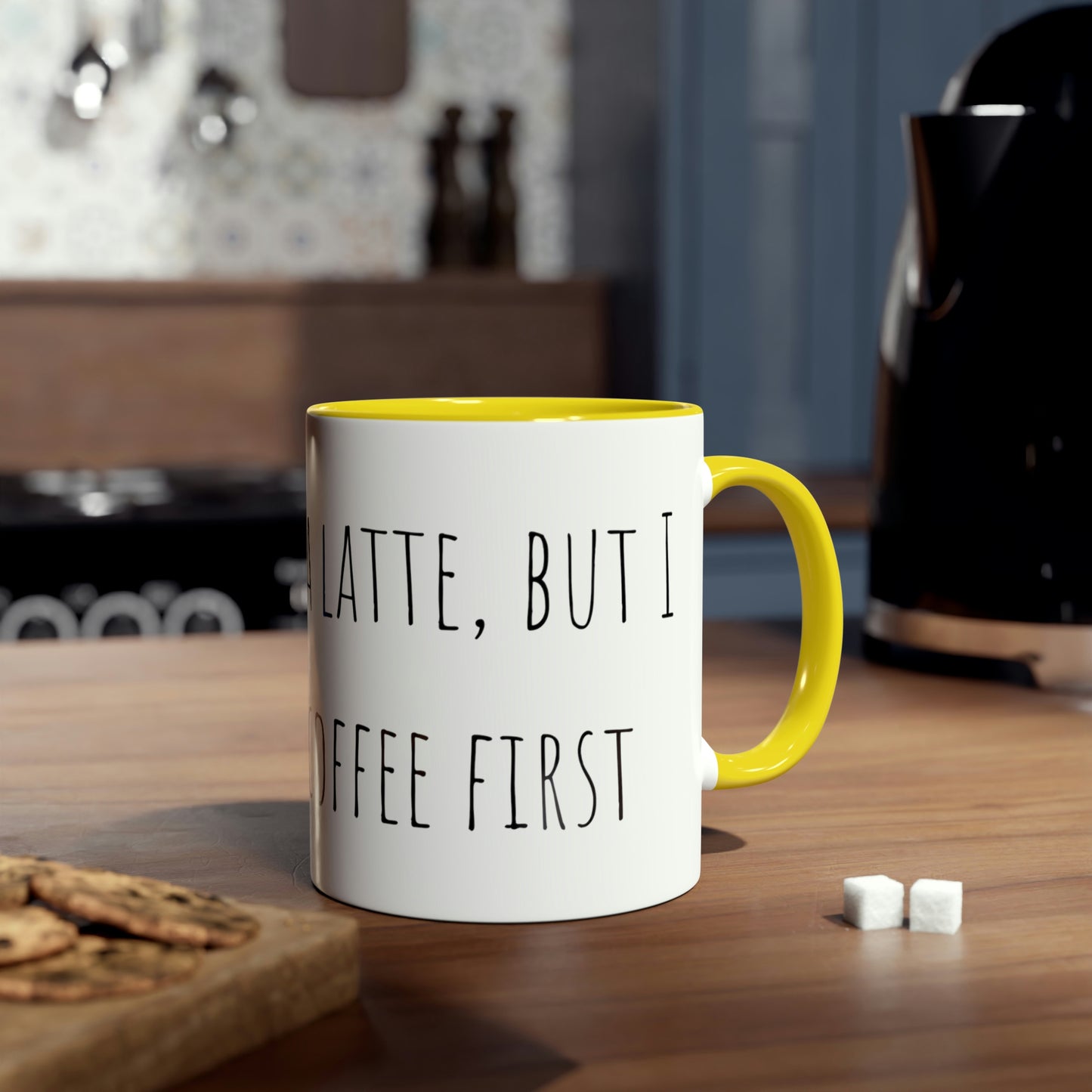 Two-Tone Coffee Mugs, 11oz I love you a latte but I need my coffee first Mothers Day Gift