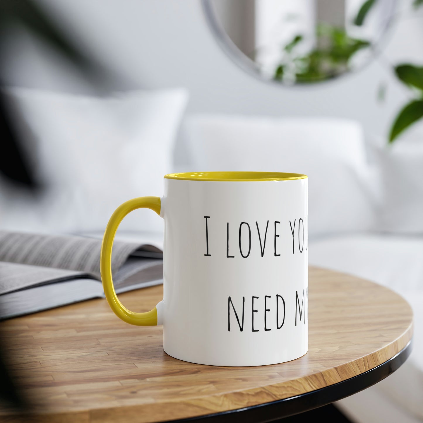 Two-Tone Coffee Mugs, 11oz I love you a latte but I need my coffee first Mothers Day Gift