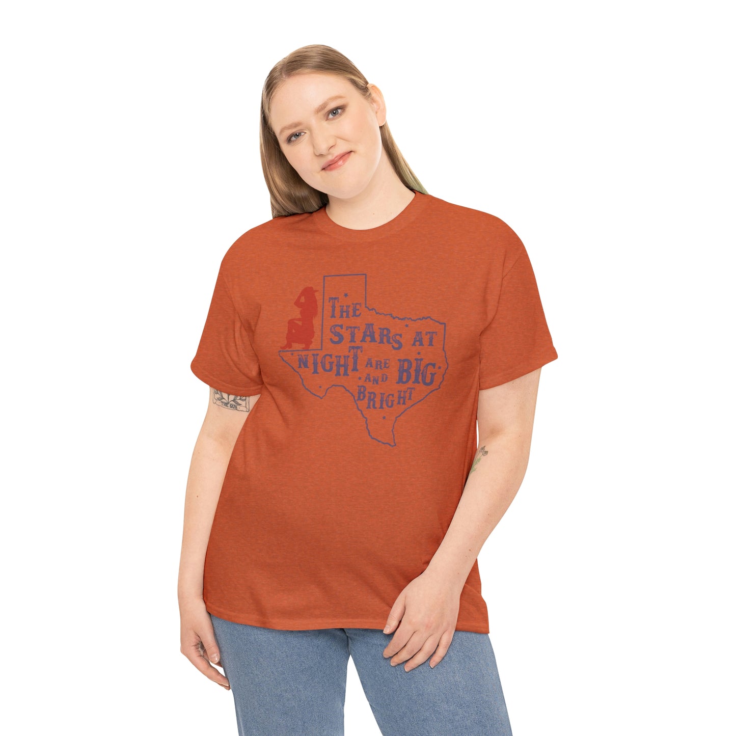 Texas tee Unisex Heavy Cotton , graphic tee , stars at night, big and bright, state pride, lone star state, gift for Texans, barbecue shirt