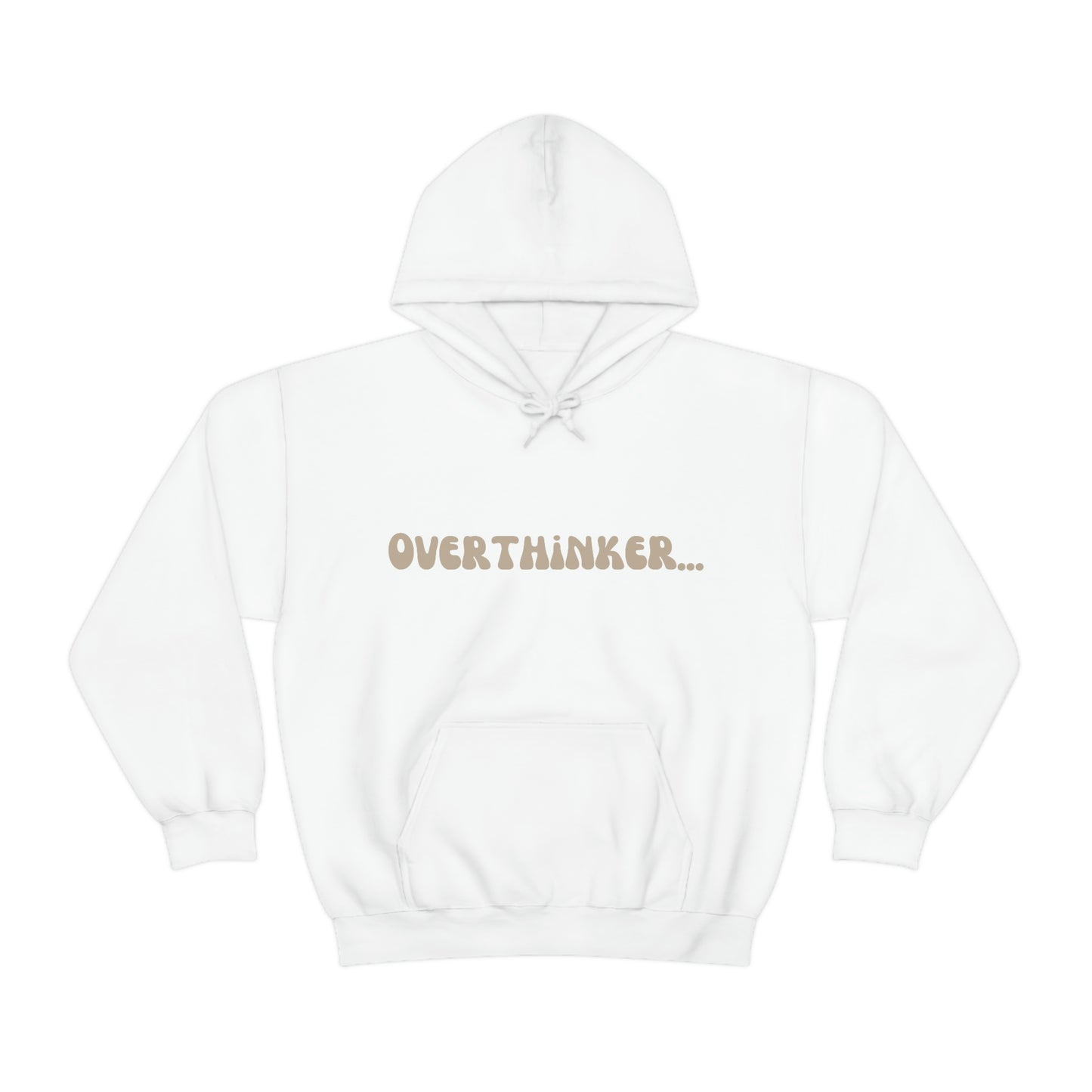 Overthinker Unisex Heavy Blend Hooded Sweatshirt Nude Beige Retro letter