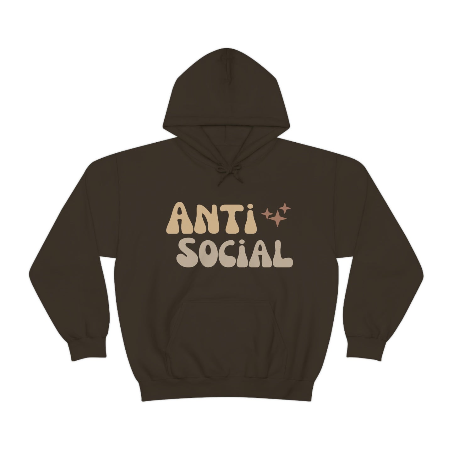 Antisocial Unisex Heavy Blend Hooded Sweatshirt Nude Beige Retro letter