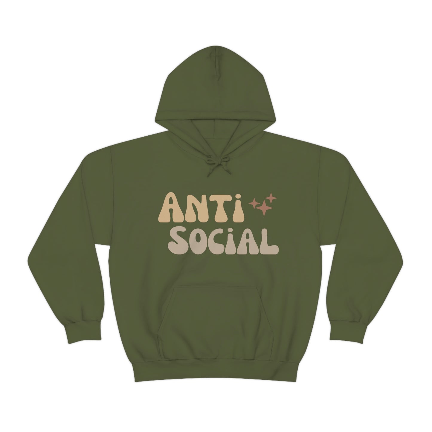 Antisocial Unisex Heavy Blend Hooded Sweatshirt Nude Beige Retro letter