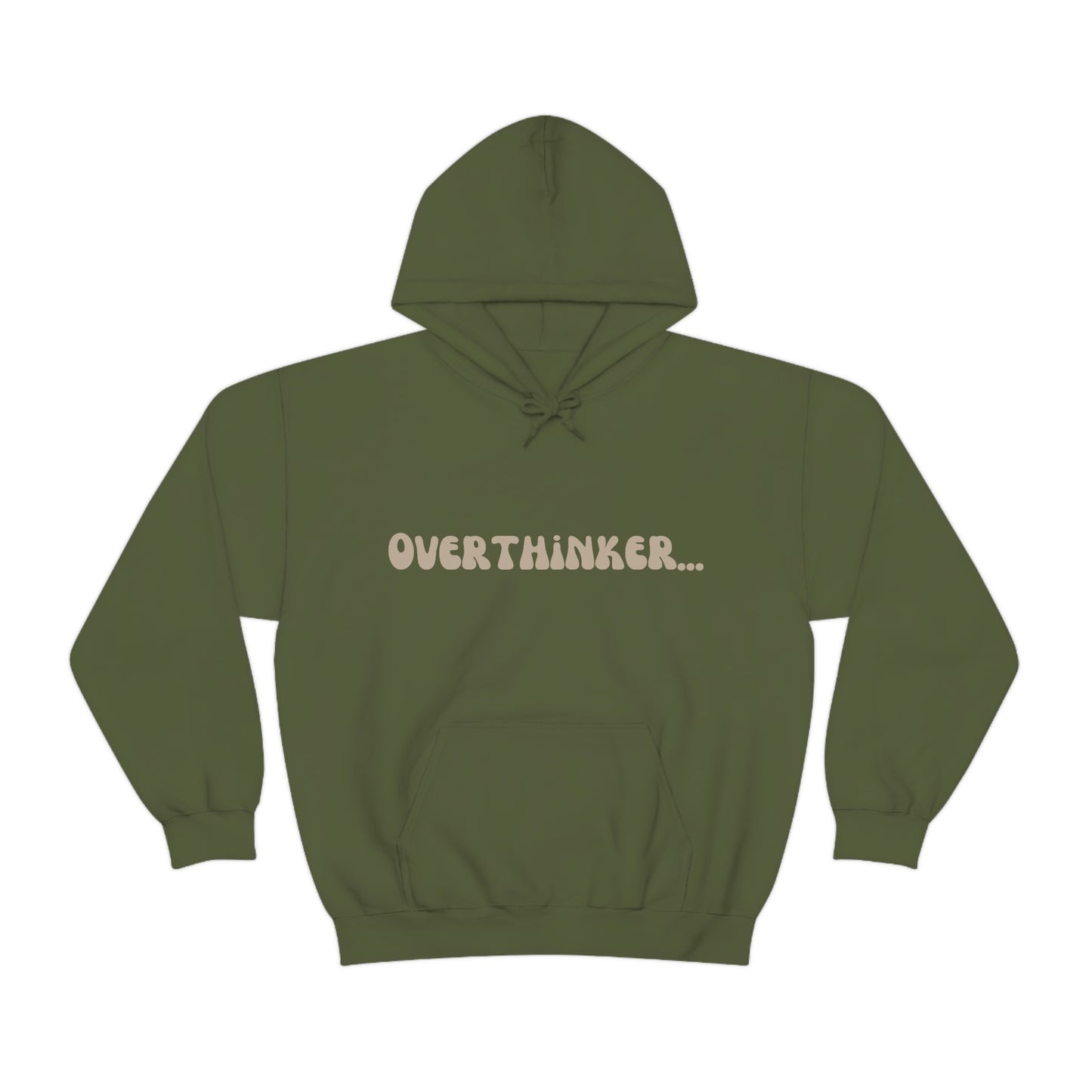 Overthinker Unisex Heavy Blend Hooded Sweatshirt Nude Beige Retro letter