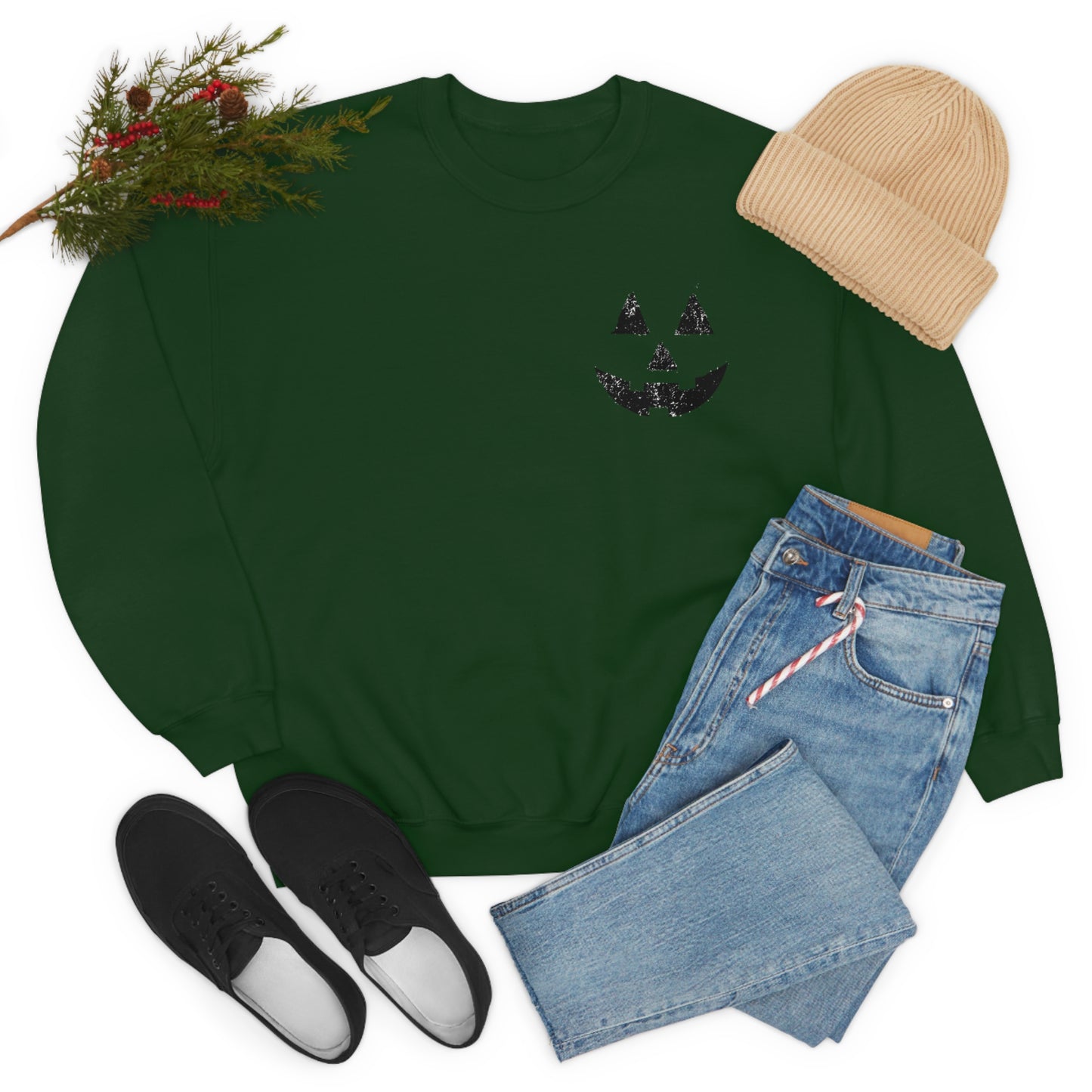 Spooky Halloween Jack-o'-Lantern Crewneck Sweater | Pumpkin Crewneck Sweatshirt