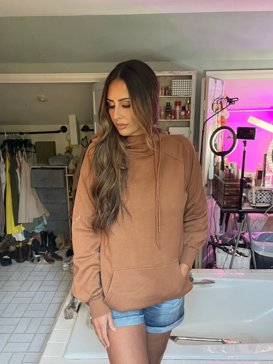 SIDE TIE HOODIE LONGLINE SWEATSHIRT