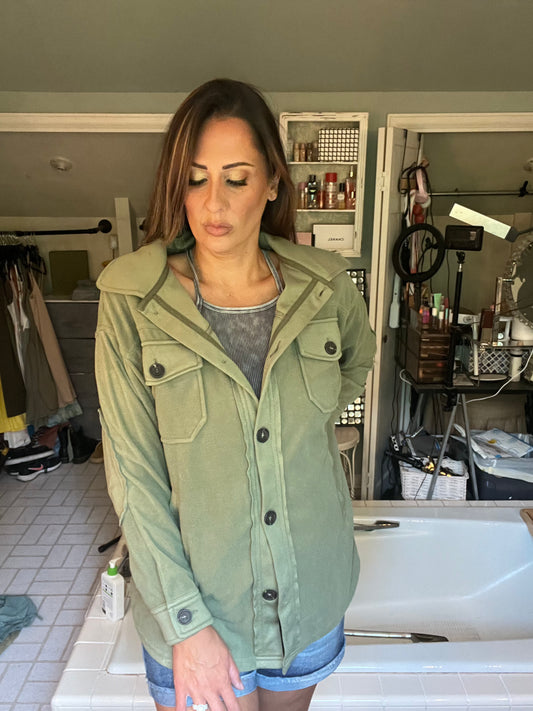 OVERSIZED BASIC FLEECE SHACKET