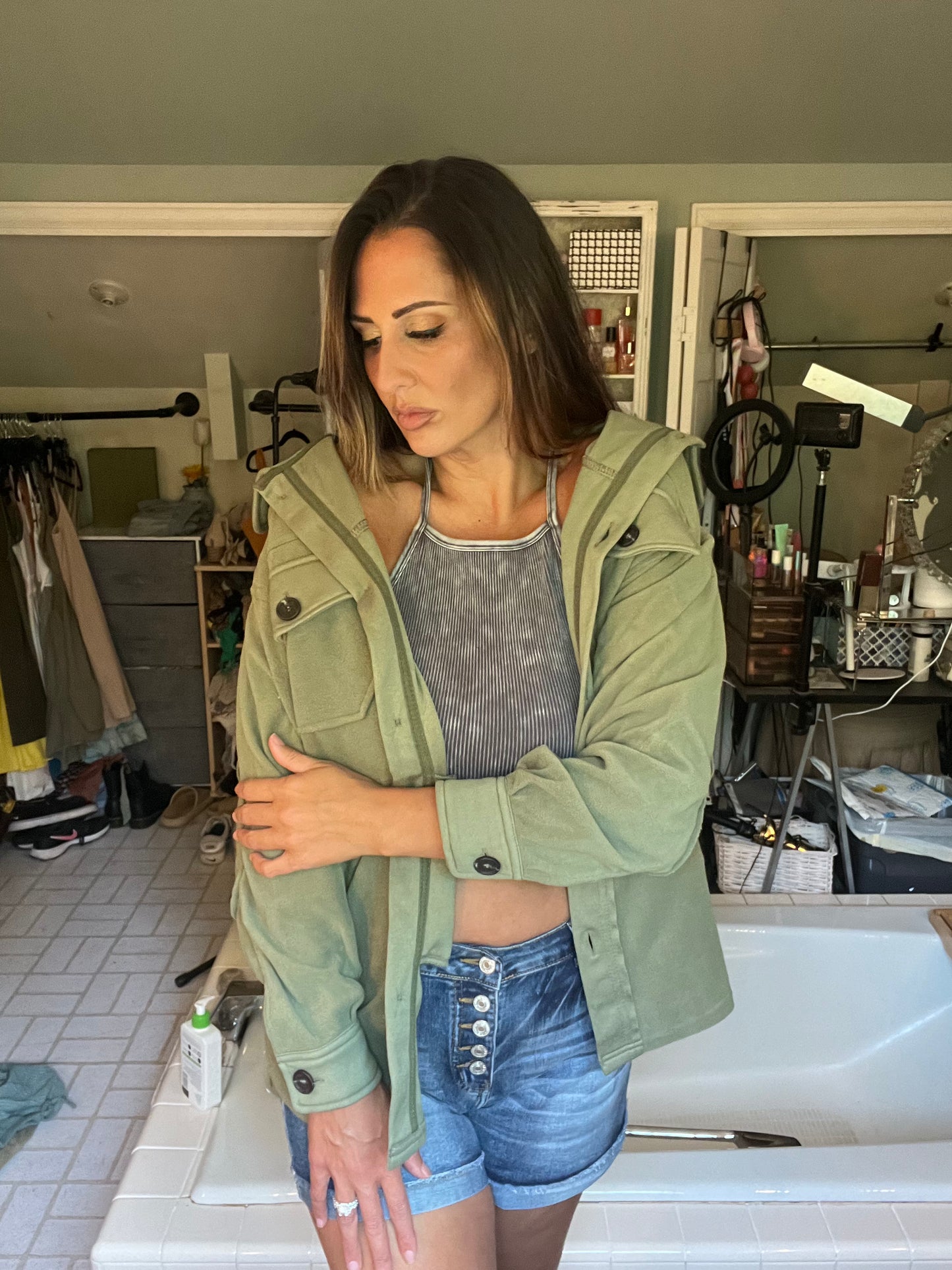 OVERSIZED BASIC FLEECE SHACKET