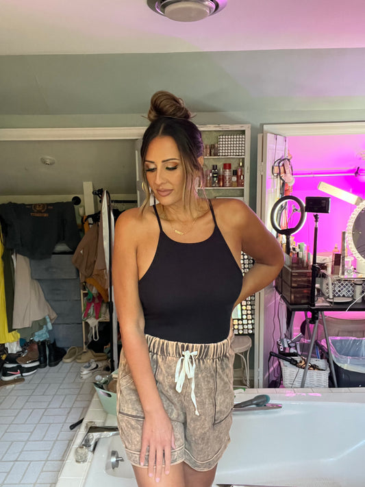 ACID WASH DRAWSTRING SHORTS