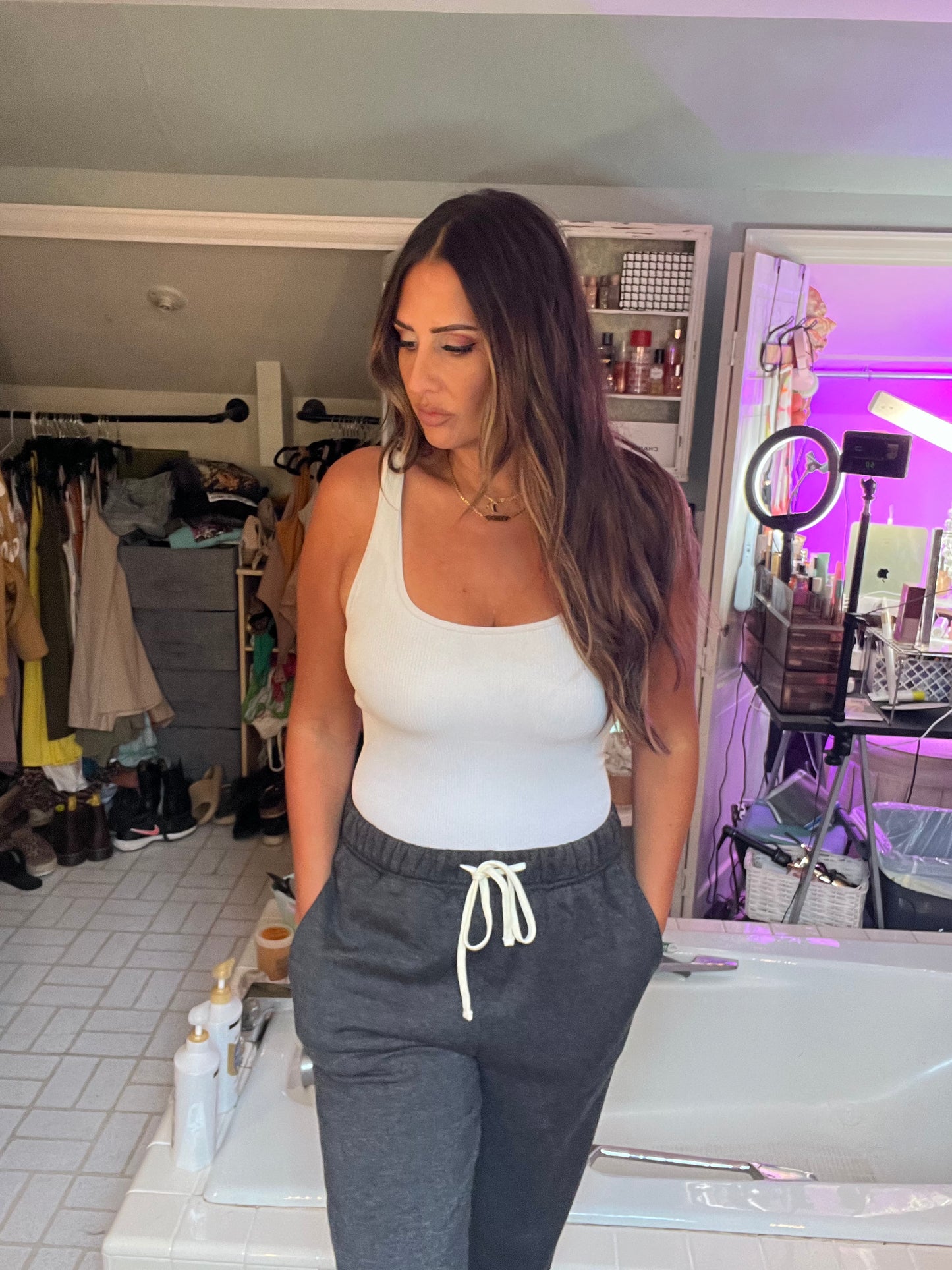 ACID WASH JOGGER SWEATPANTS WITH POCKETS