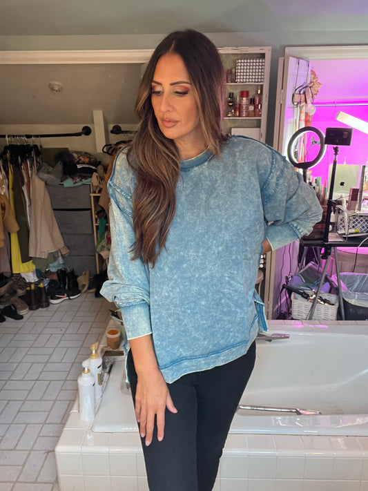 Exposed seam acid wash Sweatshirt