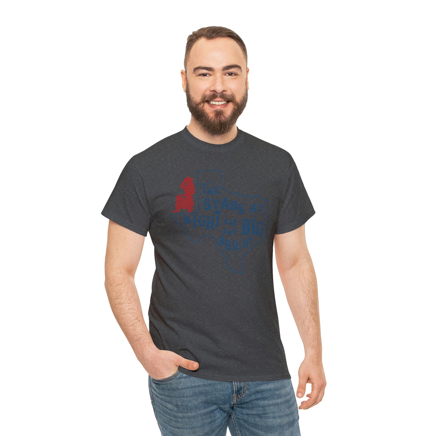 Texas tee Unisex Heavy Cotton , graphic tee , stars at night, big and bright, state pride, lone star state, gift for Texans, barbecue shirt