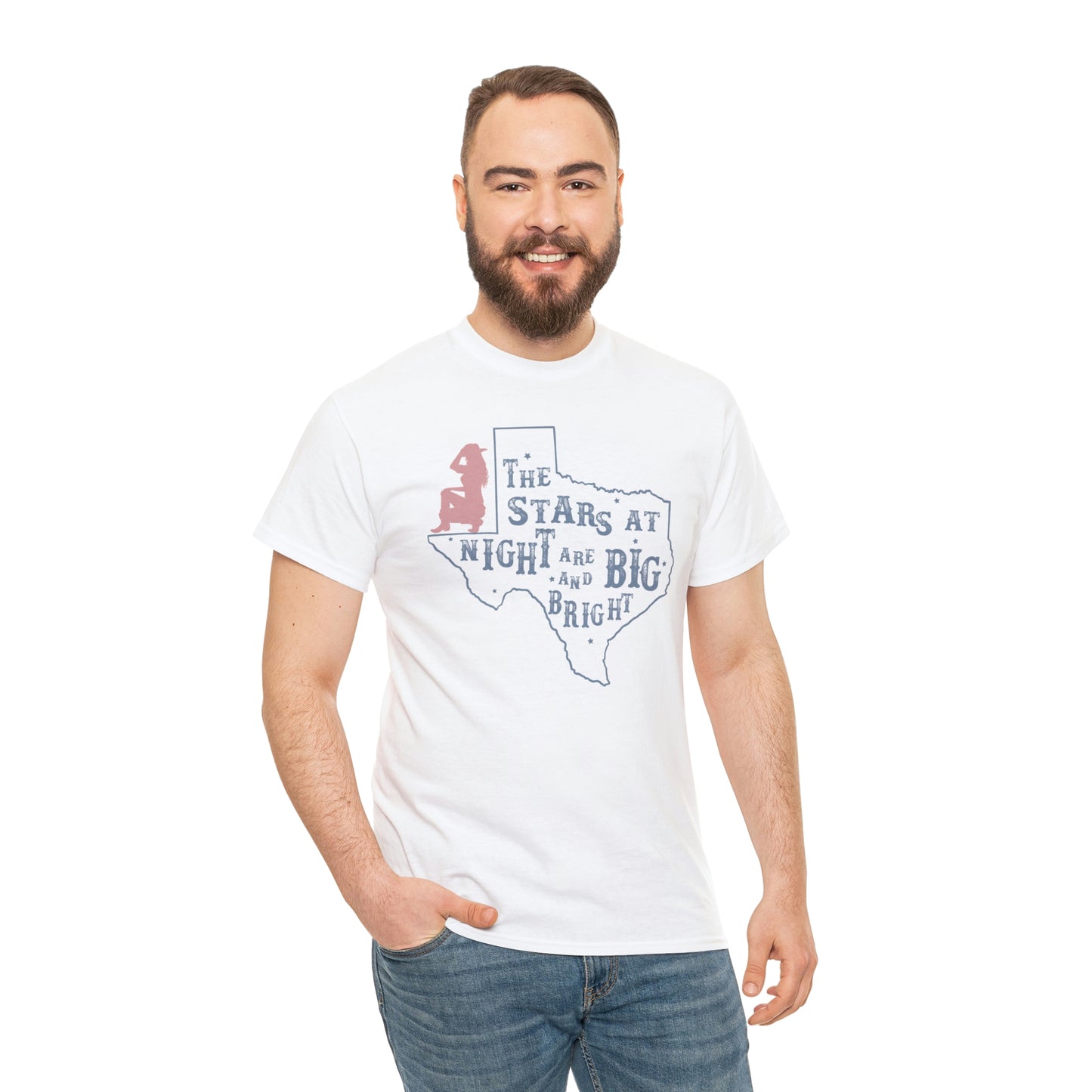 Texas tee Unisex Heavy Cotton , graphic tee , stars at night, big and bright, state pride, lone star state, gift for Texans, barbecue shirt