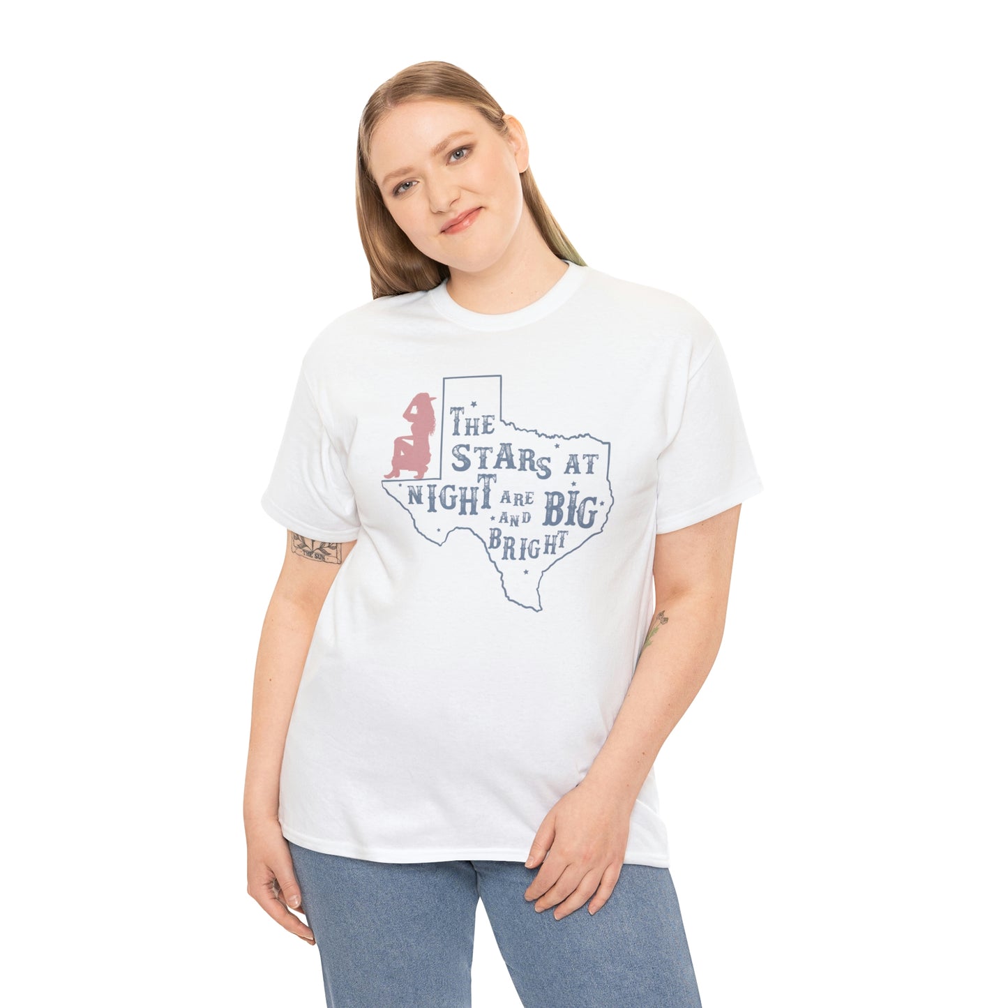 Texas tee Unisex Heavy Cotton , graphic tee , stars at night, big and bright, state pride, lone star state, gift for Texans, barbecue shirt