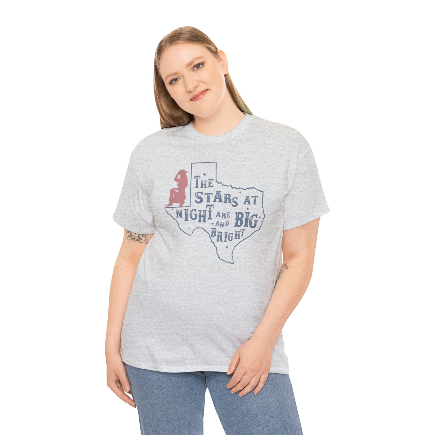 Texas tee Unisex Heavy Cotton , graphic tee , stars at night, big and bright, state pride, lone star state, gift for Texans, barbecue shirt