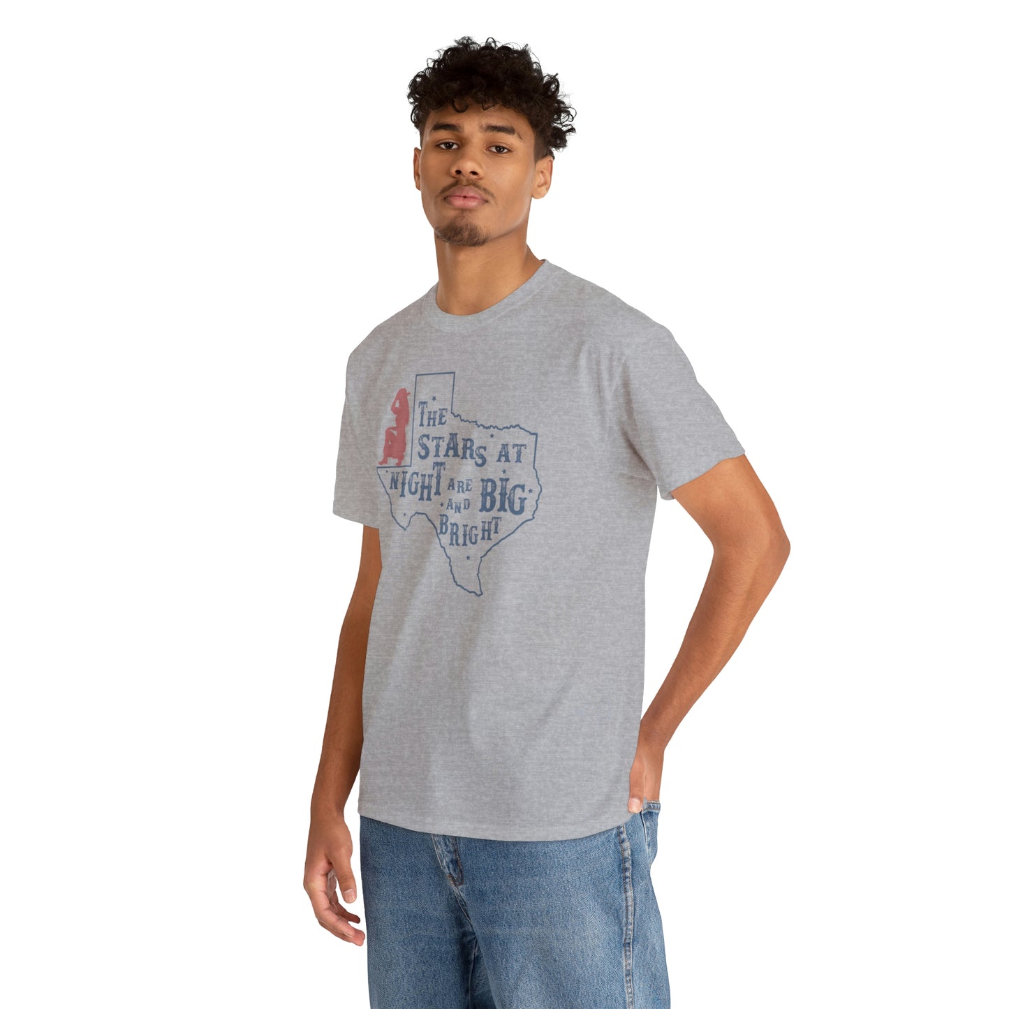Texas tee Unisex Heavy Cotton , graphic tee , stars at night, big and bright, state pride, lone star state, gift for Texans, barbecue shirt