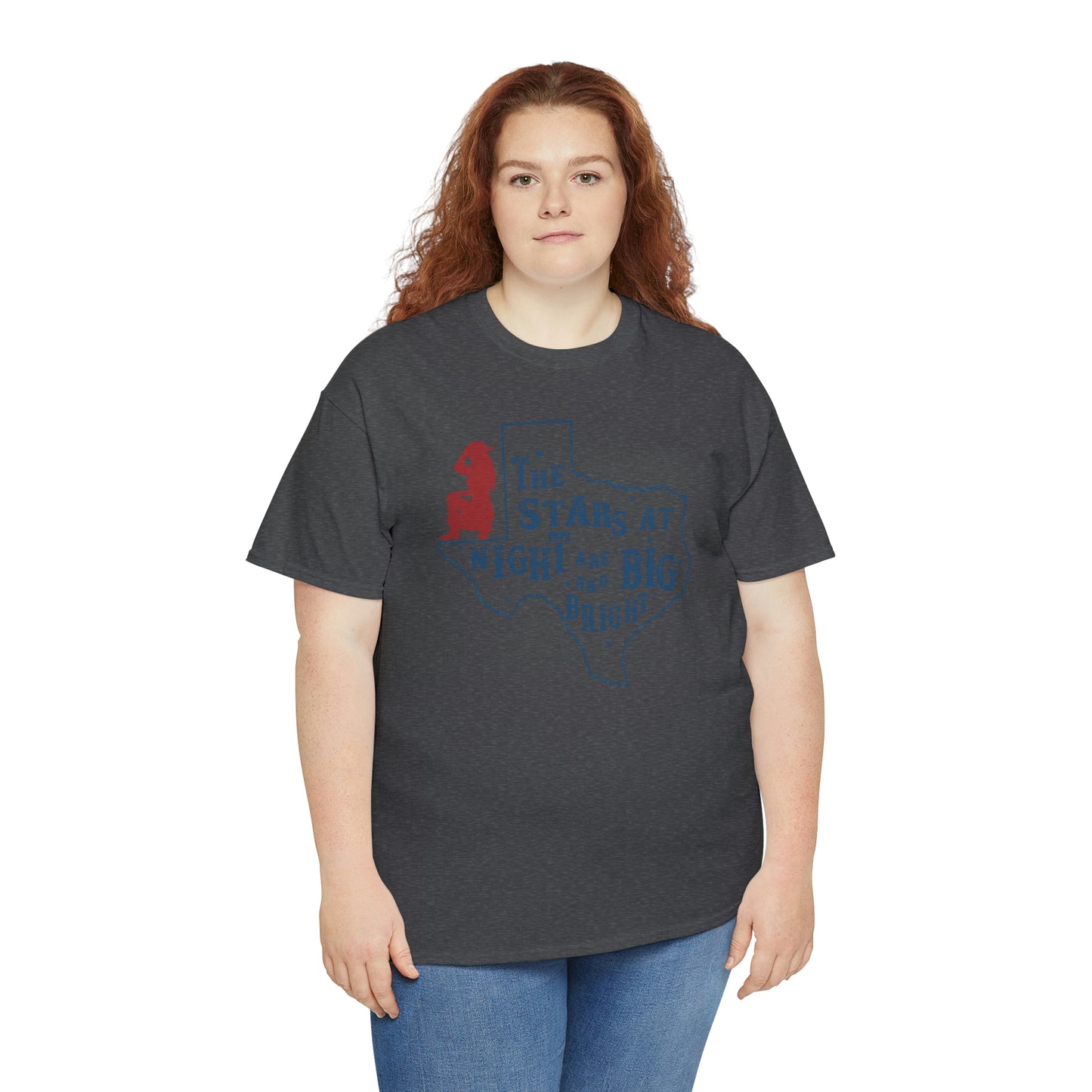 Texas tee Unisex Heavy Cotton , graphic tee , stars at night, big and bright, state pride, lone star state, gift for Texans, barbecue shirt