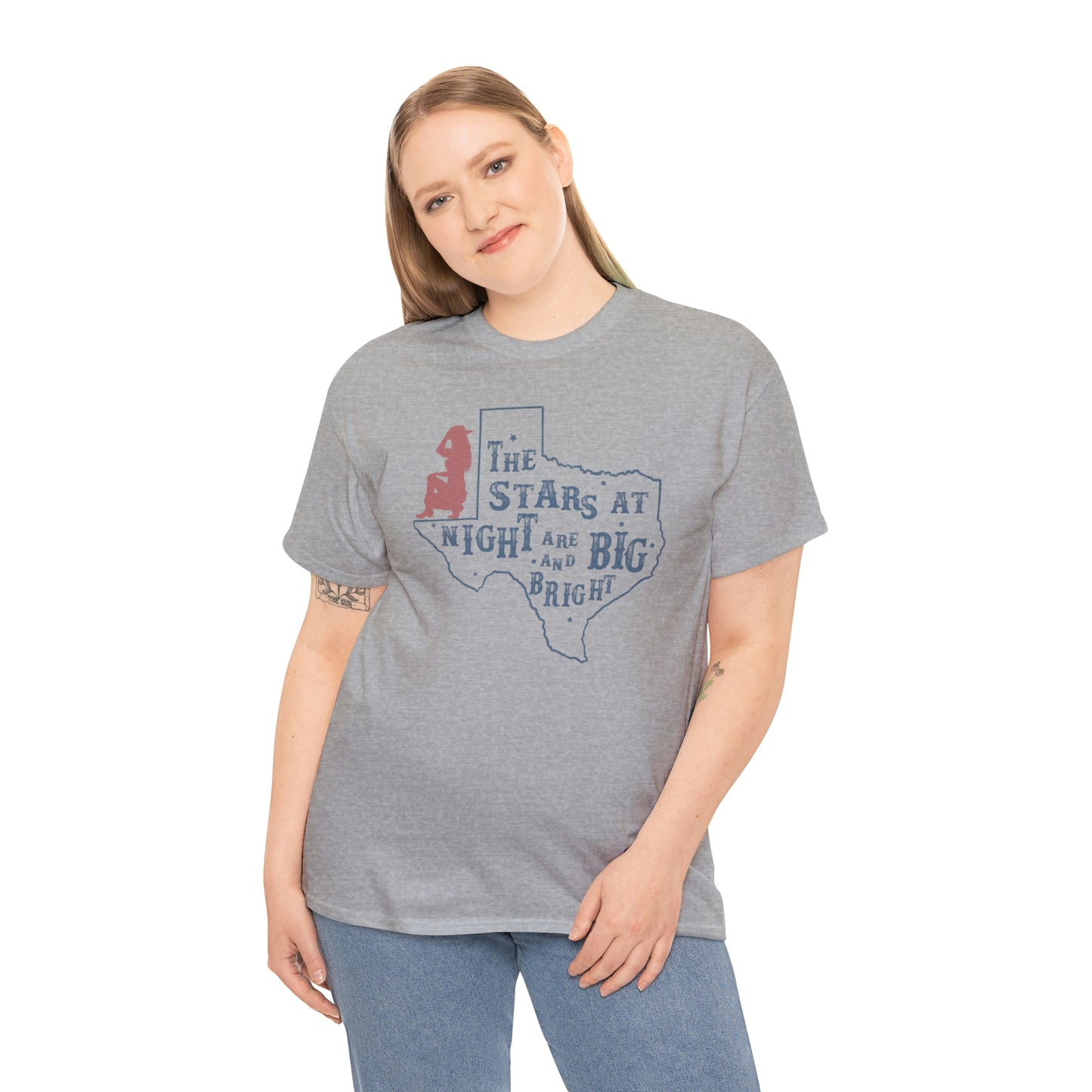 Texas tee Unisex Heavy Cotton , graphic tee , stars at night, big and bright, state pride, lone star state, gift for Texans, barbecue shirt
