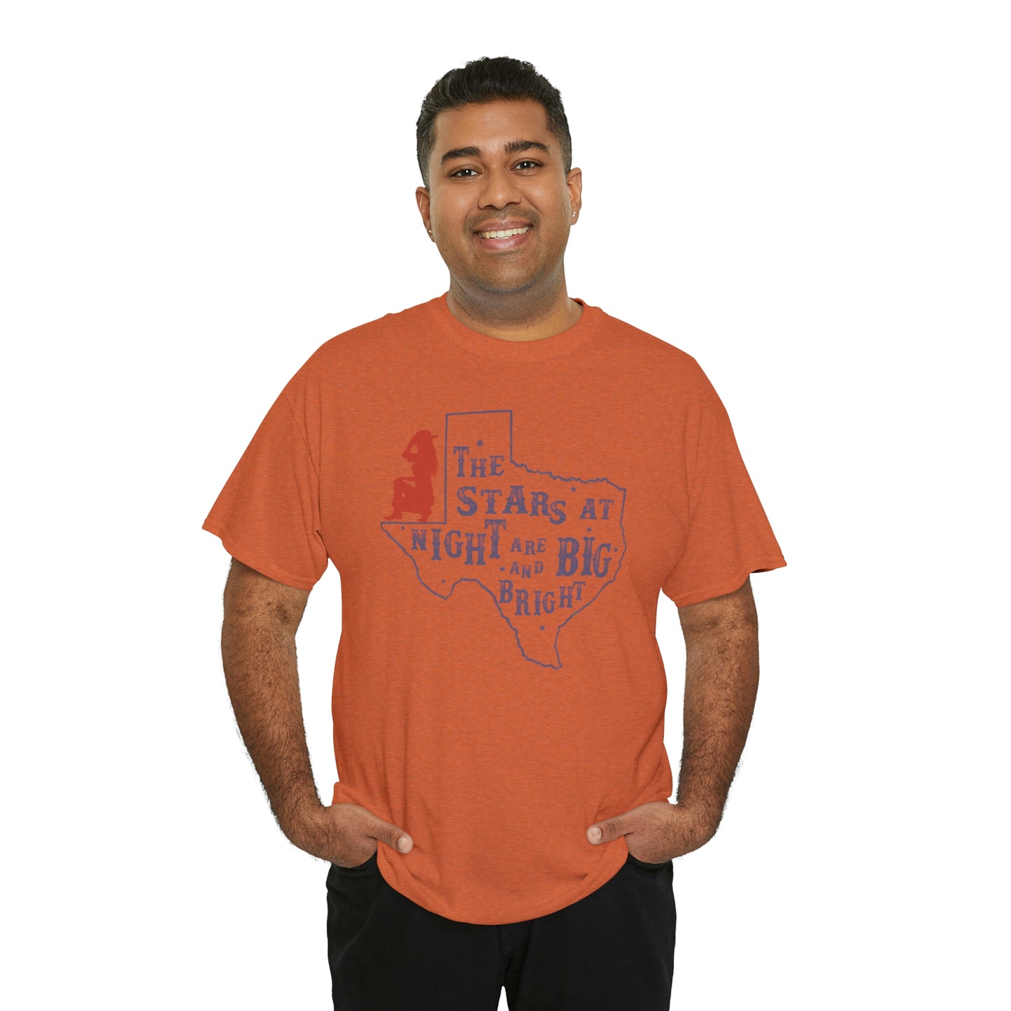 Texas tee Unisex Heavy Cotton , graphic tee , stars at night, big and bright, state pride, lone star state, gift for Texans, barbecue shirt