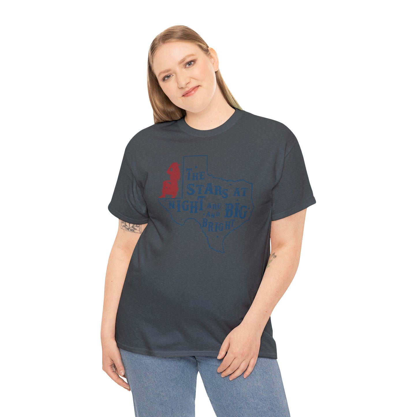 Texas tee Unisex Heavy Cotton , graphic tee , stars at night, big and bright, state pride, lone star state, gift for Texans, barbecue shirt