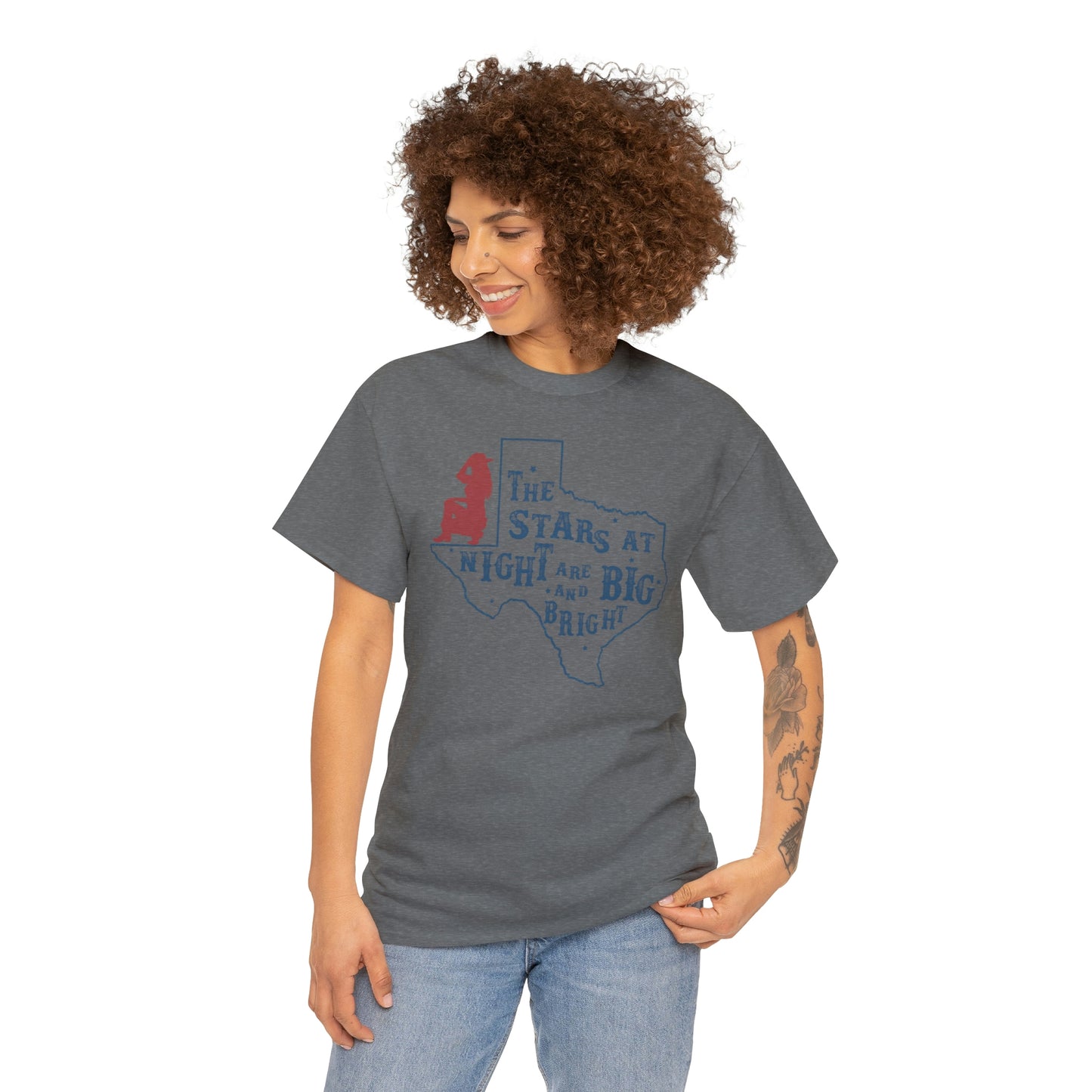 Texas tee Unisex Heavy Cotton , graphic tee , stars at night, big and bright, state pride, lone star state, gift for Texans, barbecue shirt