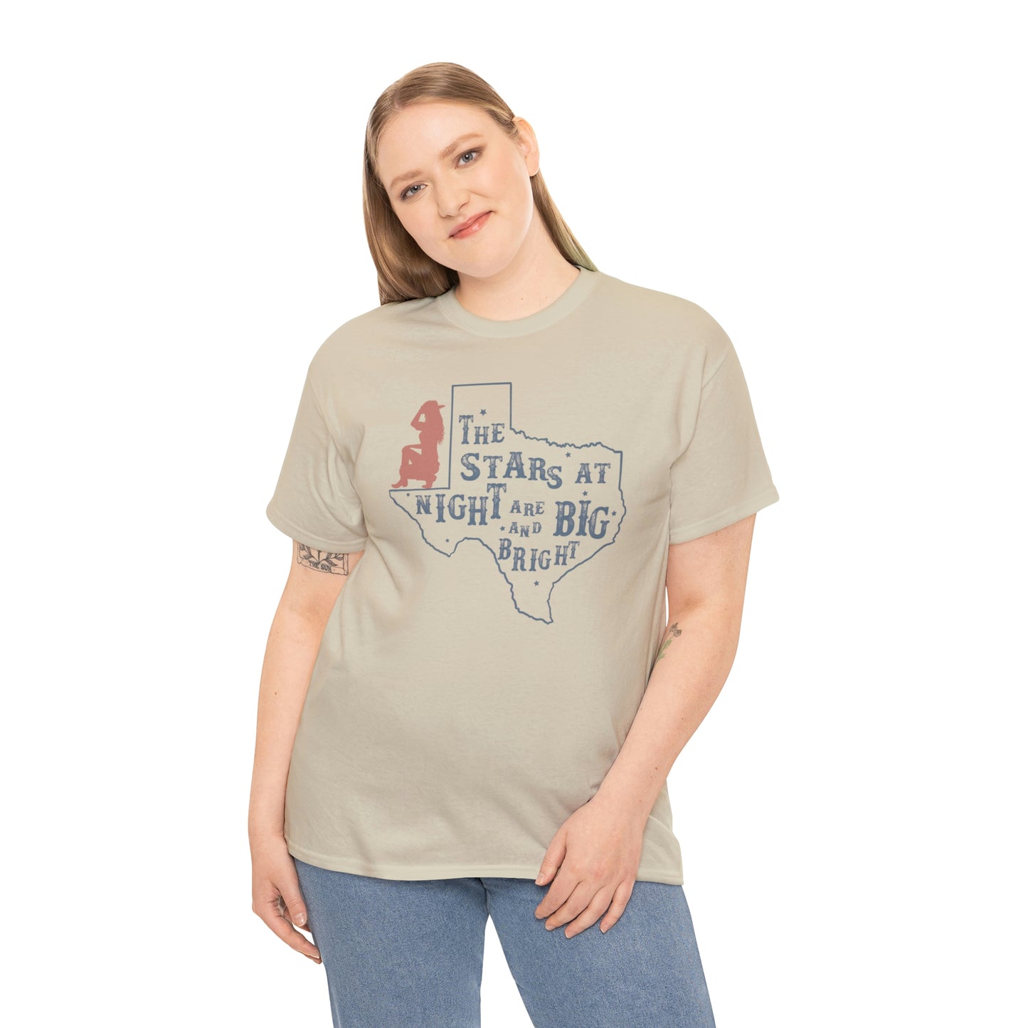 Texas tee Unisex Heavy Cotton , graphic tee , stars at night, big and bright, state pride, lone star state, gift for Texans, barbecue shirt