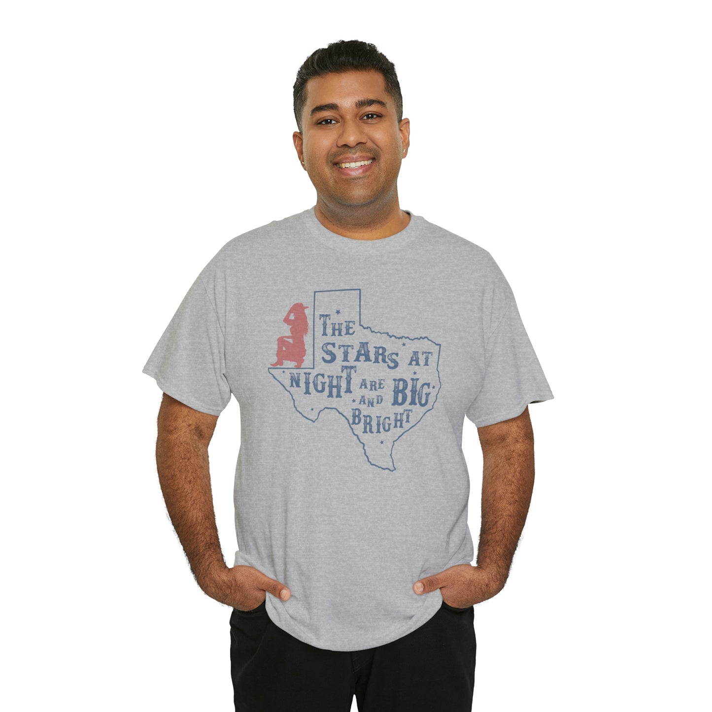 Texas tee Unisex Heavy Cotton , graphic tee , stars at night, big and bright, state pride, lone star state, gift for Texans, barbecue shirt