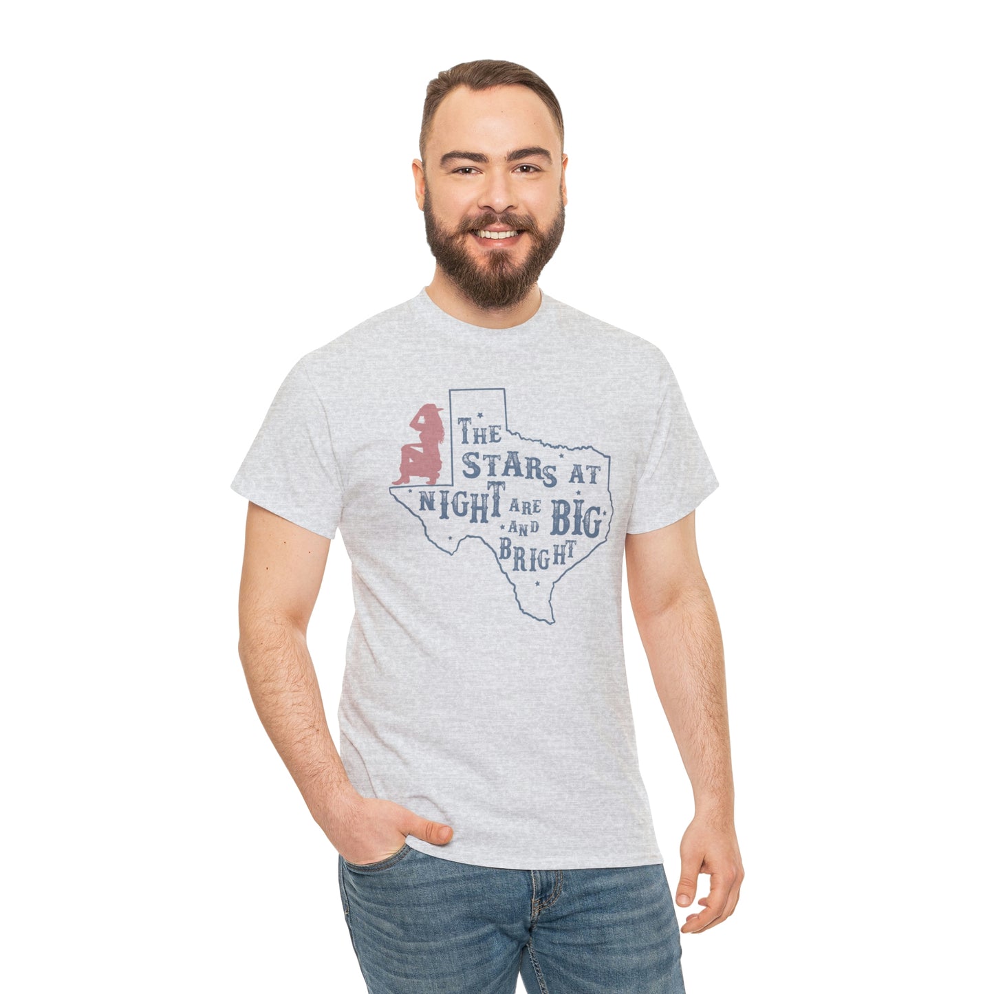 Texas tee Unisex Heavy Cotton , graphic tee , stars at night, big and bright, state pride, lone star state, gift for Texans, barbecue shirt