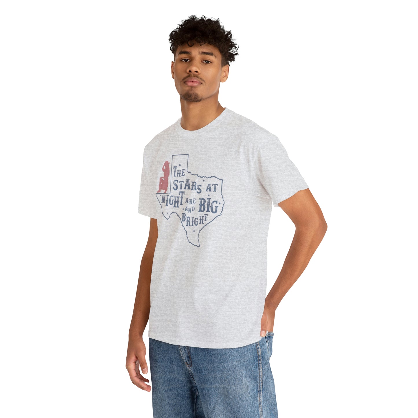 Texas tee Unisex Heavy Cotton , graphic tee , stars at night, big and bright, state pride, lone star state, gift for Texans, barbecue shirt