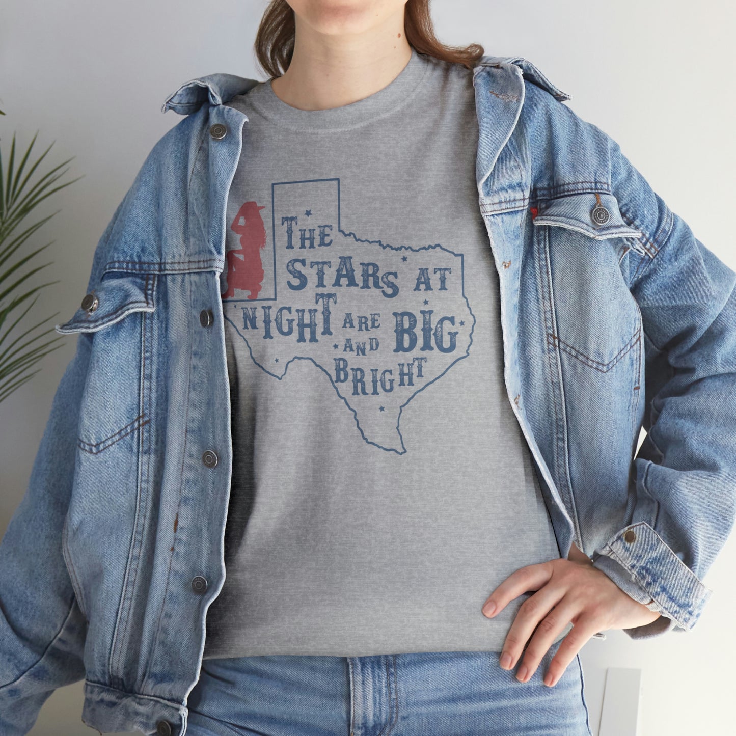 Texas tee Unisex Heavy Cotton , graphic tee , stars at night, big and bright, state pride, lone star state, gift for Texans, barbecue shirt