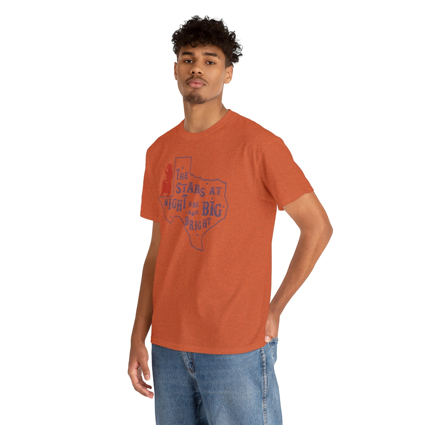 Texas tee Unisex Heavy Cotton , graphic tee , stars at night, big and bright, state pride, lone star state, gift for Texans, barbecue shirt