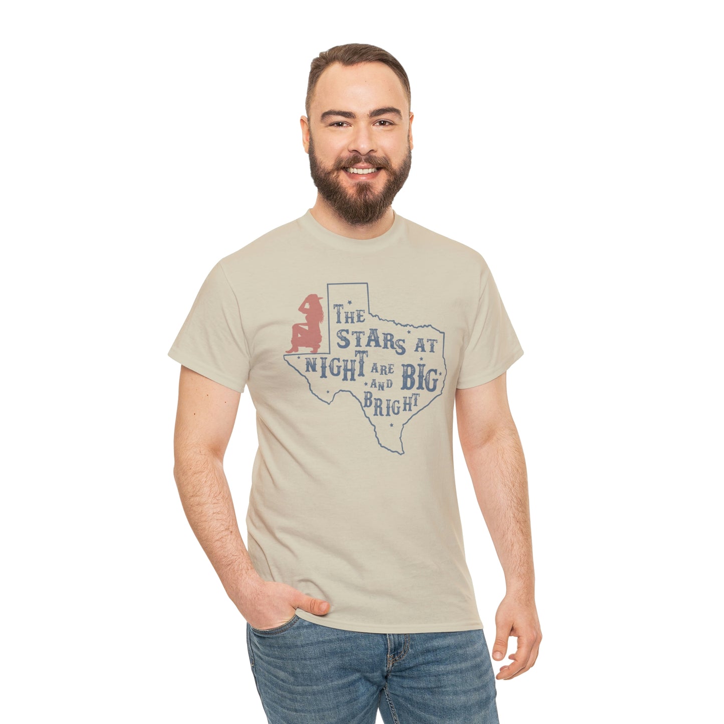 Texas tee Unisex Heavy Cotton , graphic tee , stars at night, big and bright, state pride, lone star state, gift for Texans, barbecue shirt