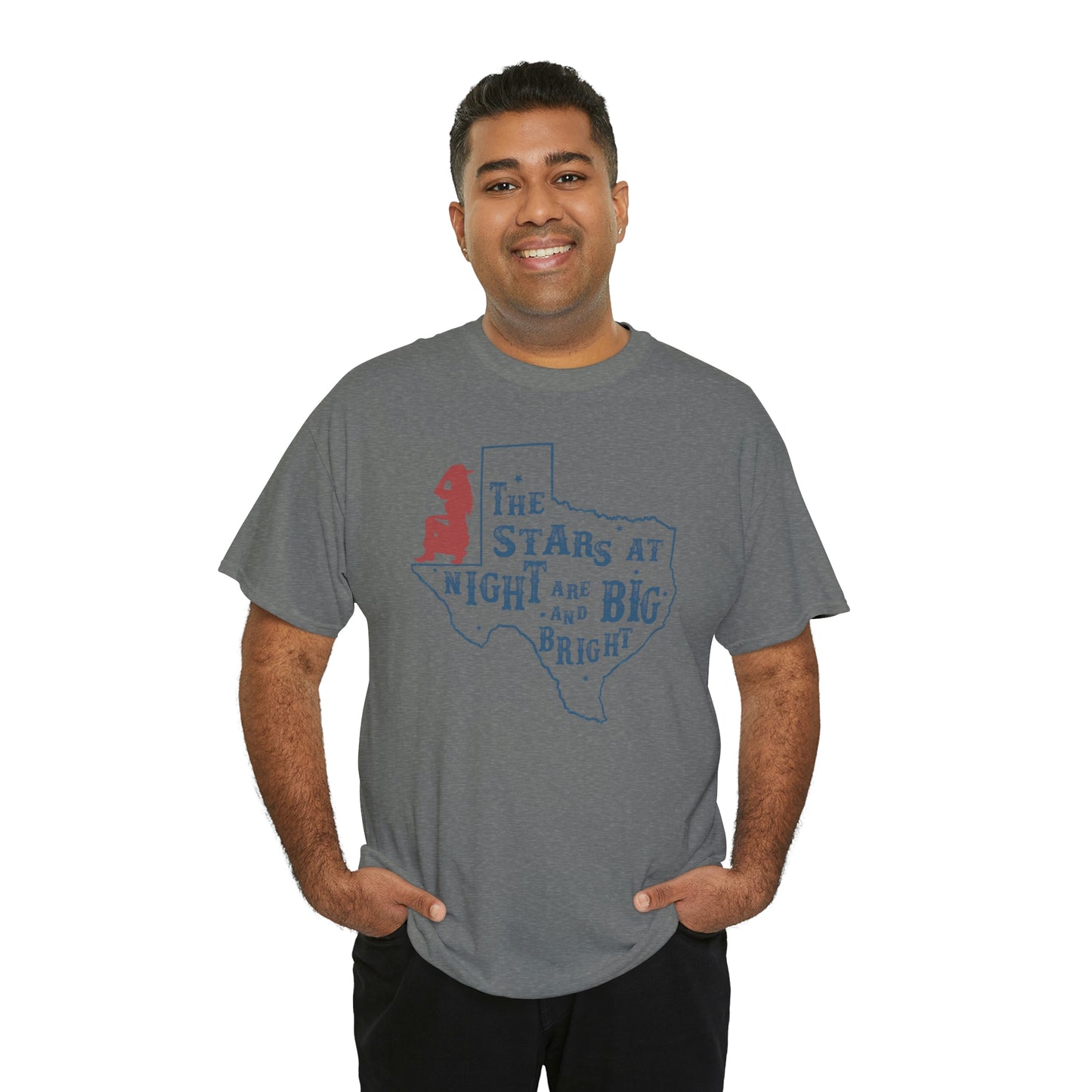 Texas tee Unisex Heavy Cotton , graphic tee , stars at night, big and bright, state pride, lone star state, gift for Texans, barbecue shirt