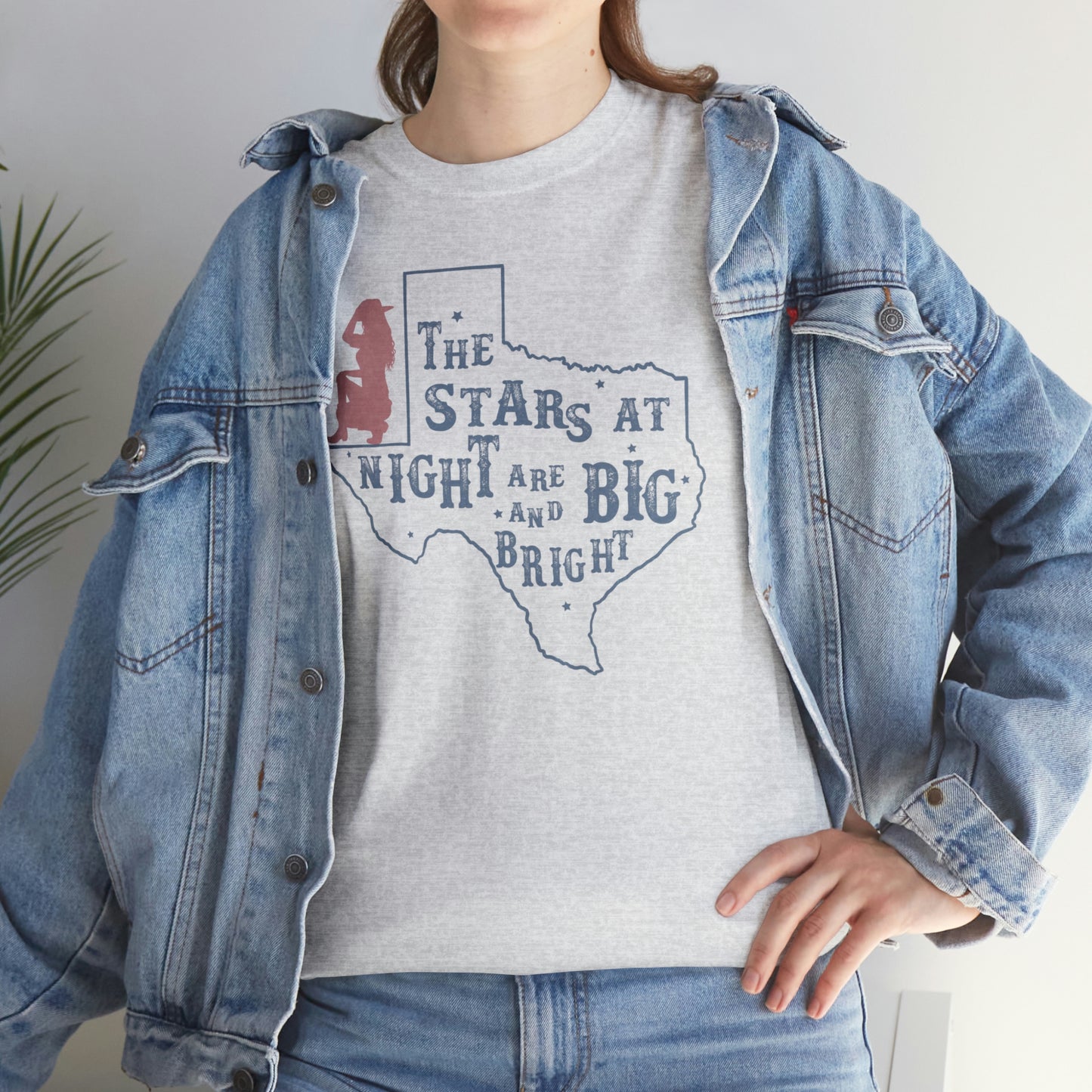 Texas tee Unisex Heavy Cotton , graphic tee , stars at night, big and bright, state pride, lone star state, gift for Texans, barbecue shirt
