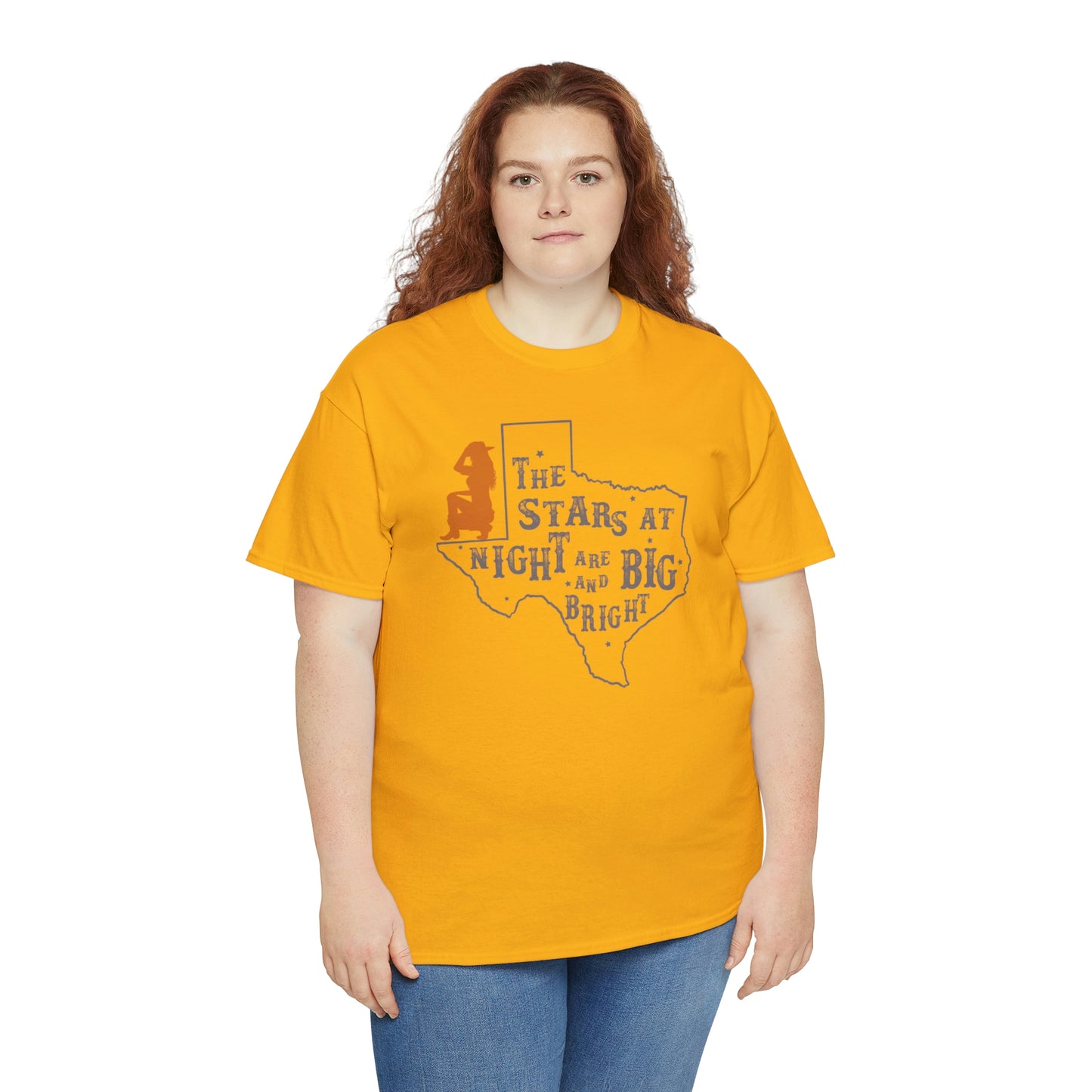 Texas tee Unisex Heavy Cotton , graphic tee , stars at night, big and bright, state pride, lone star state, gift for Texans, barbecue shirt