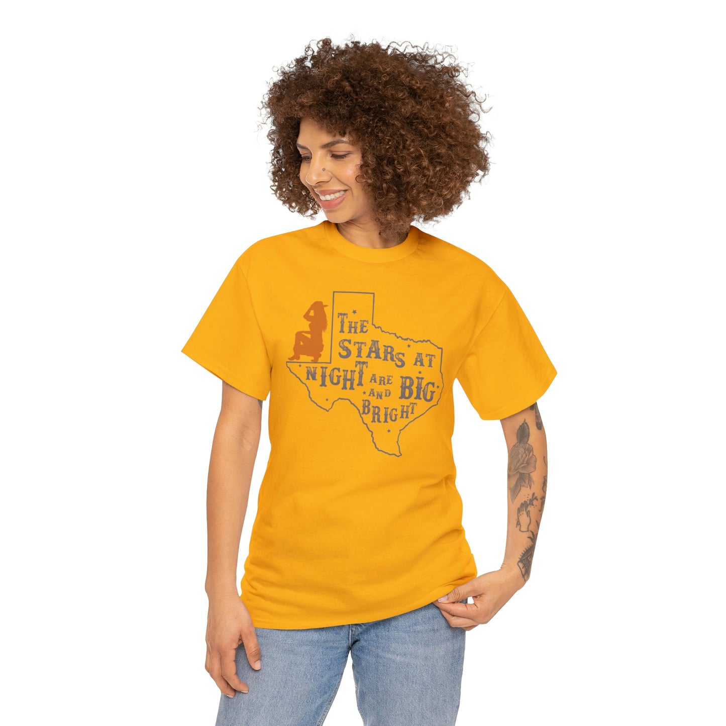 Texas tee Unisex Heavy Cotton , graphic tee , stars at night, big and bright, state pride, lone star state, gift for Texans, barbecue shirt