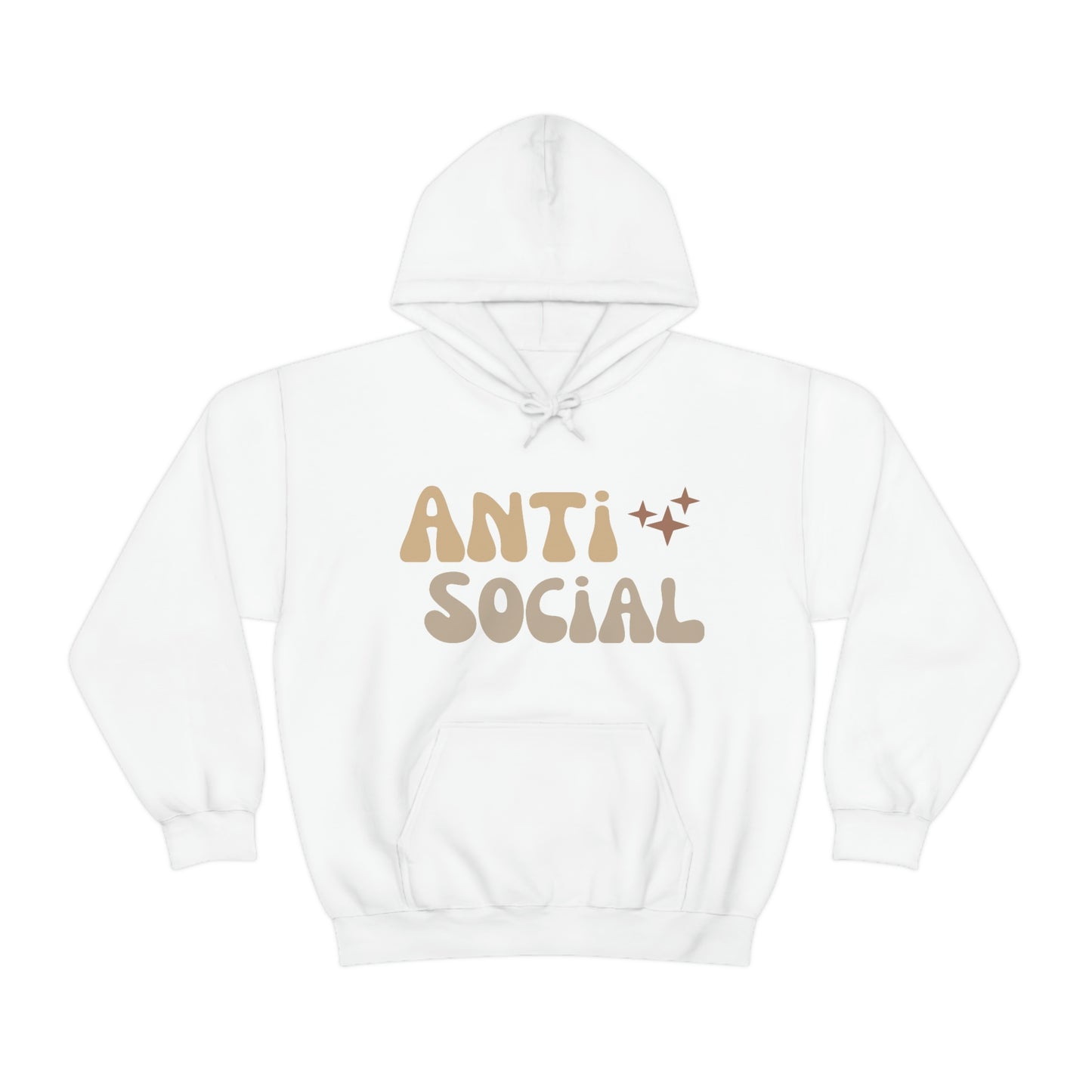 Antisocial Unisex Heavy Blend Hooded Sweatshirt Nude Beige Retro letter