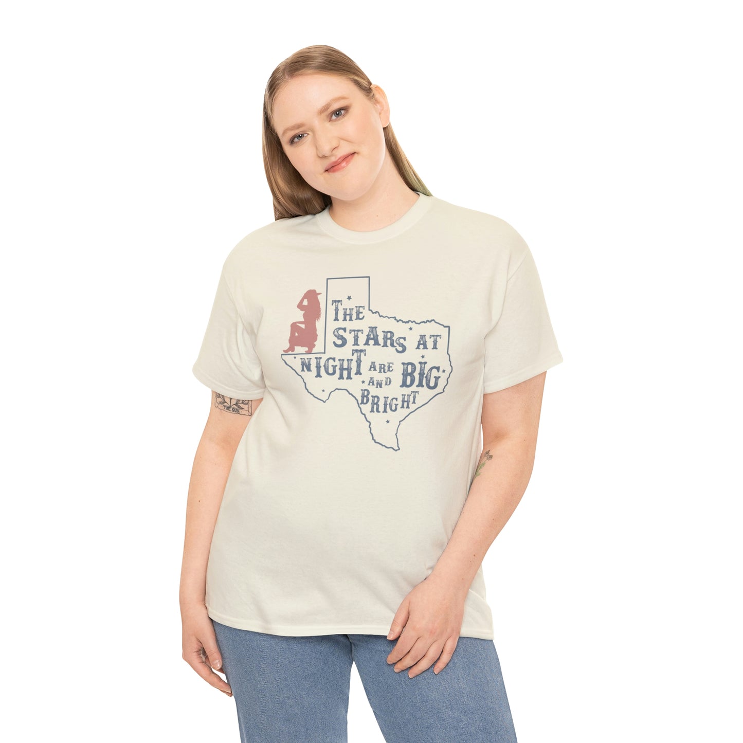 Texas tee Unisex Heavy Cotton , graphic tee , stars at night, big and bright, state pride, lone star state, gift for Texans, barbecue shirt