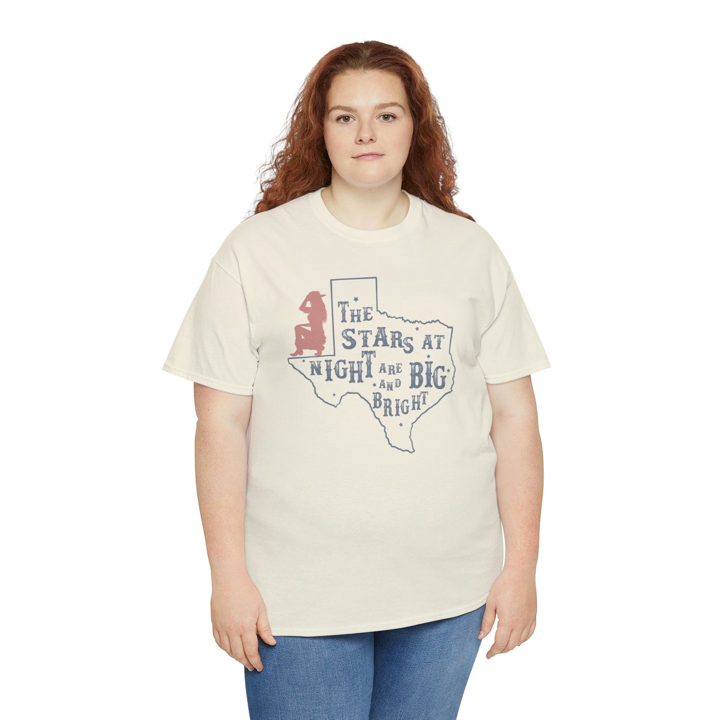 Texas tee Unisex Heavy Cotton , graphic tee , stars at night, big and bright, state pride, lone star state, gift for Texans, barbecue shirt